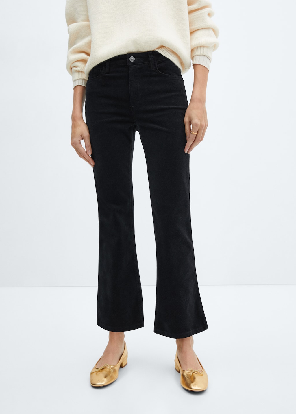 Flared cropped corduroy pants