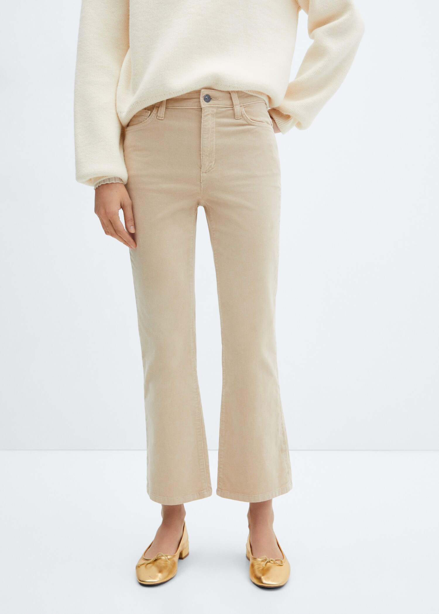 Flare crop corduroy pants - Medium plane