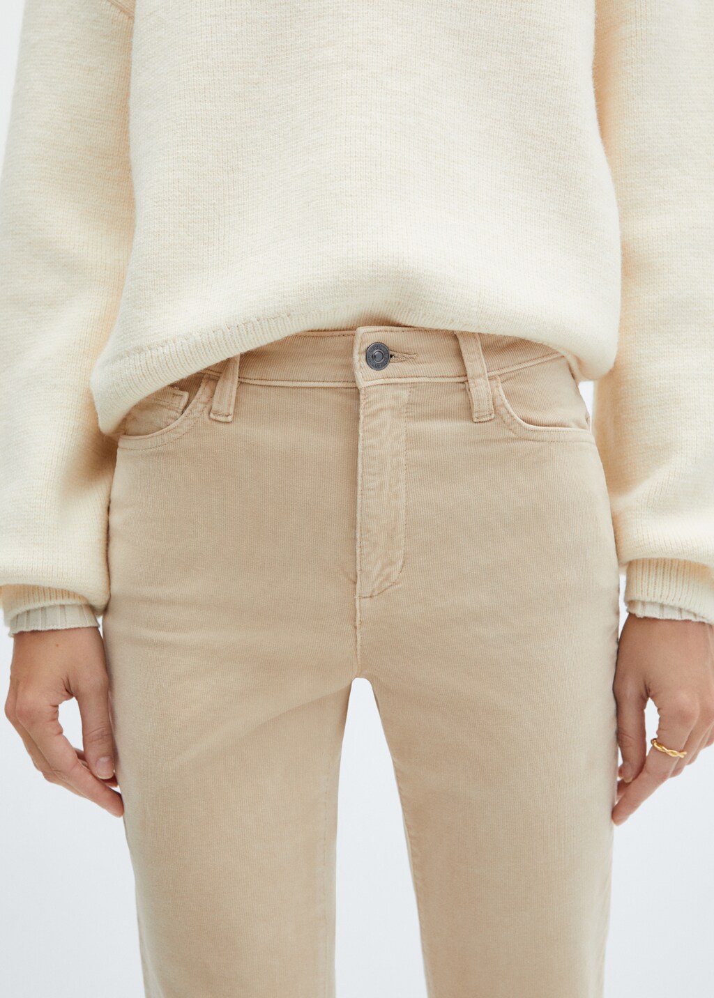 Pantalon velours femme beige new arrivals