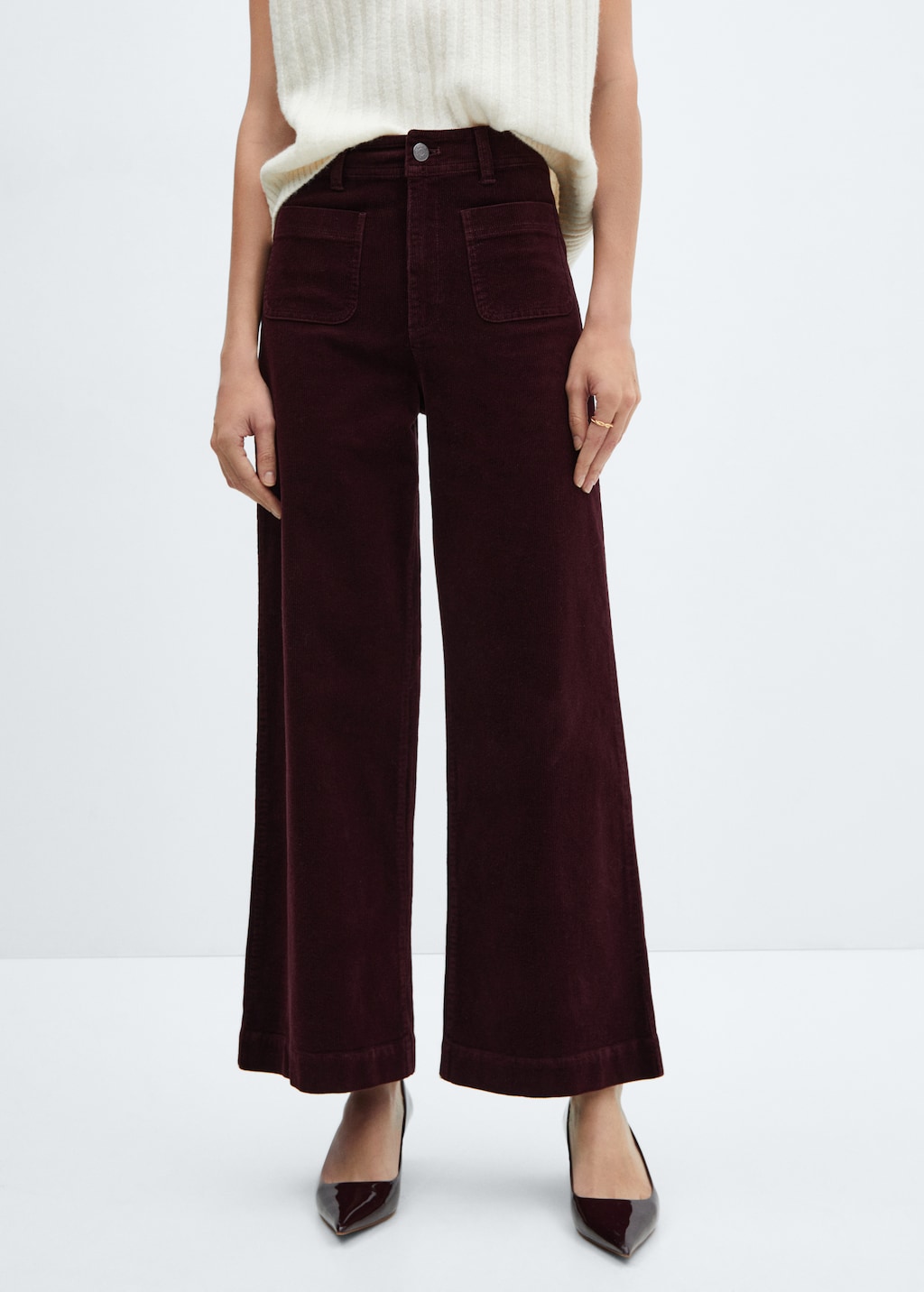 Pantalon style jupe culotte velours cotele Femme MANGO Niger