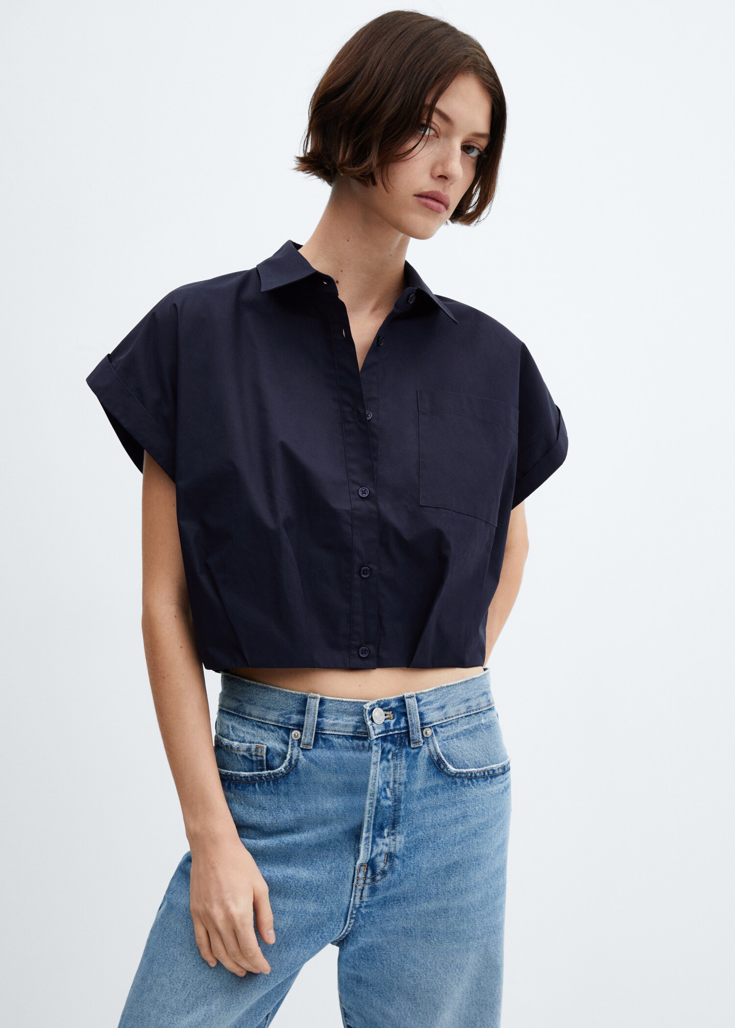 Camisa crop de 100% algodão - Plano médio