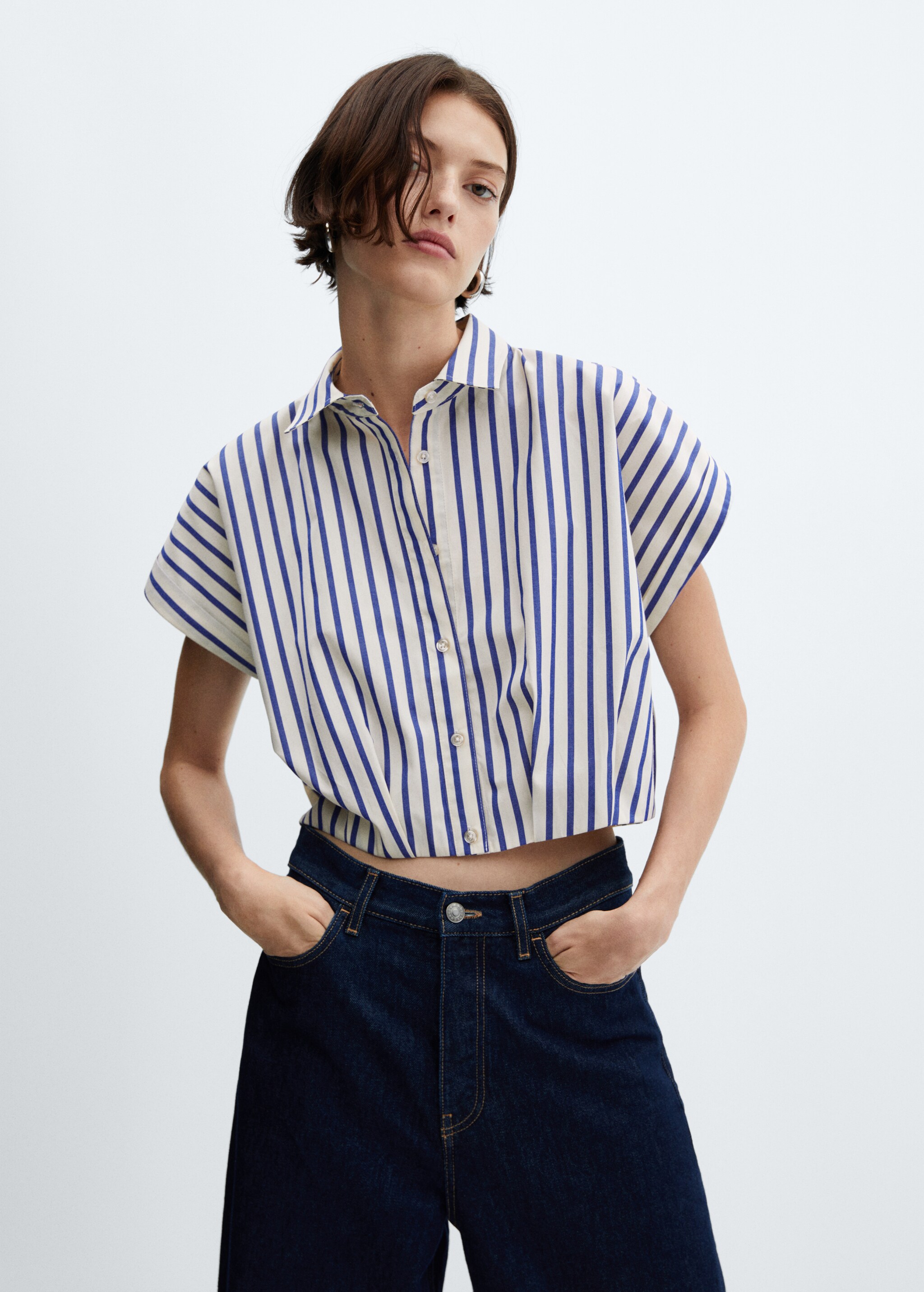 Striped cropped shirt - Medium plane