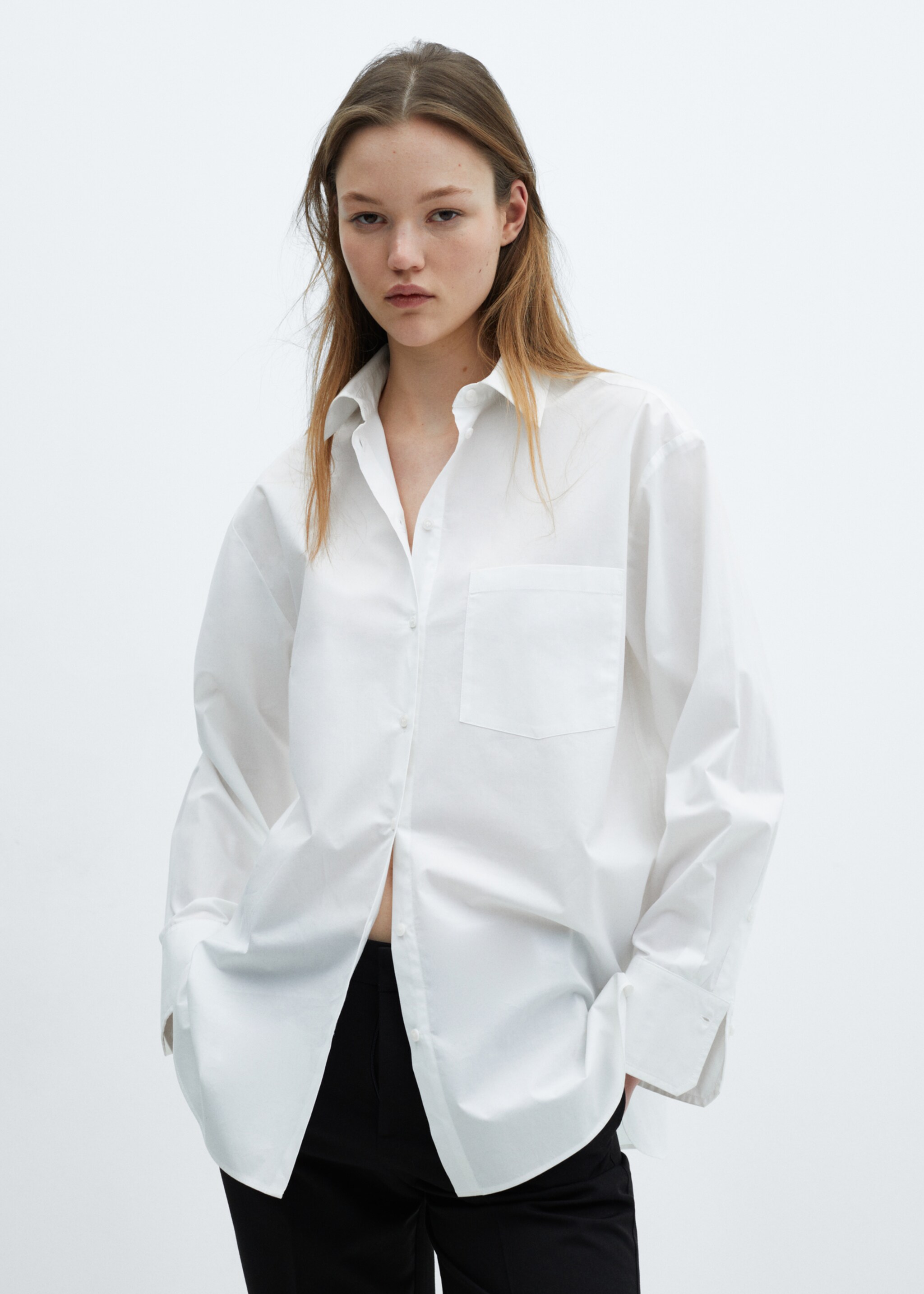 Pocket oversize shirt - Medium plane, White. Ref: 67030437-00.