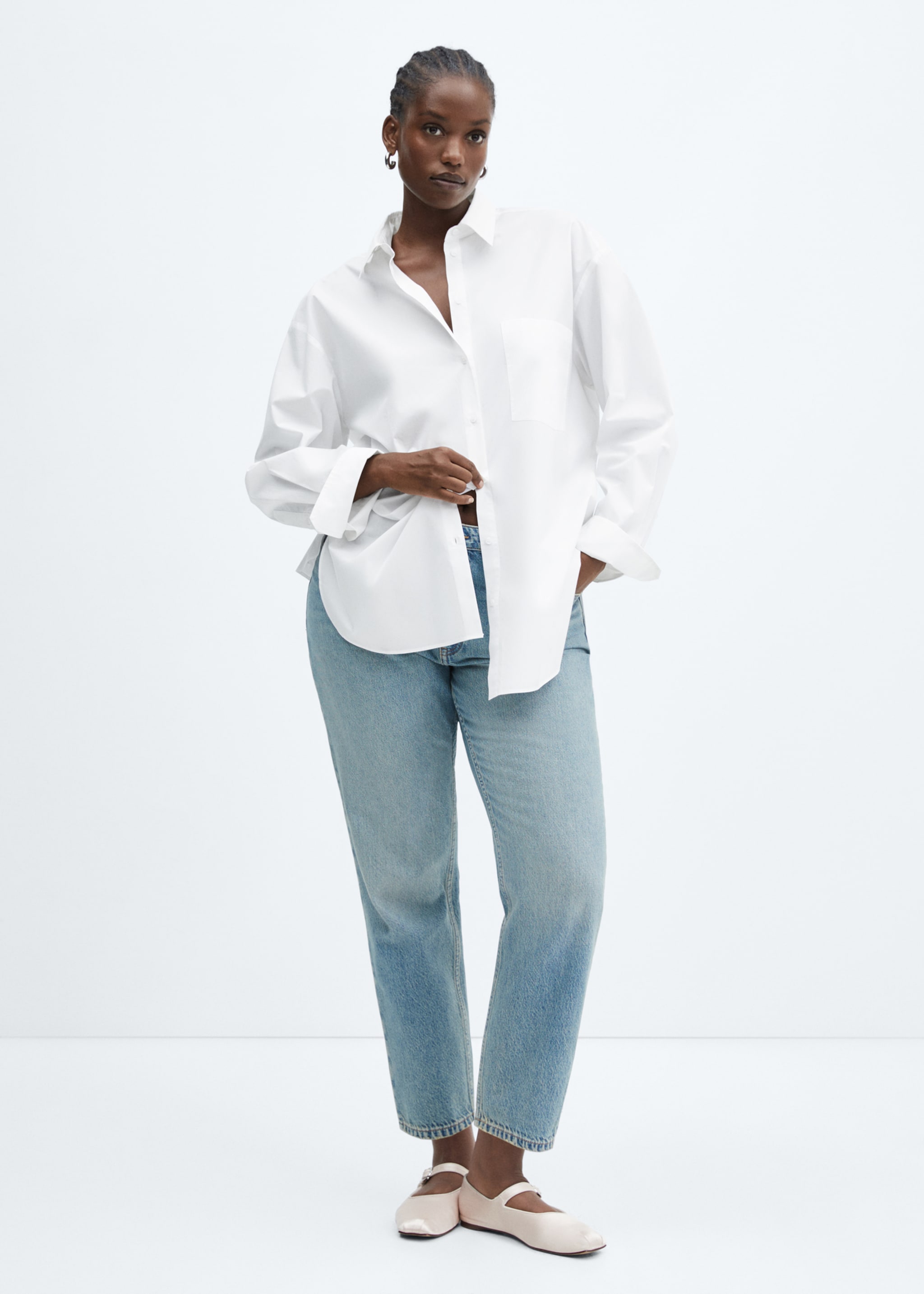 Pocket oversize shirt - Details of the article 3, White. Ref: 67030437-00.