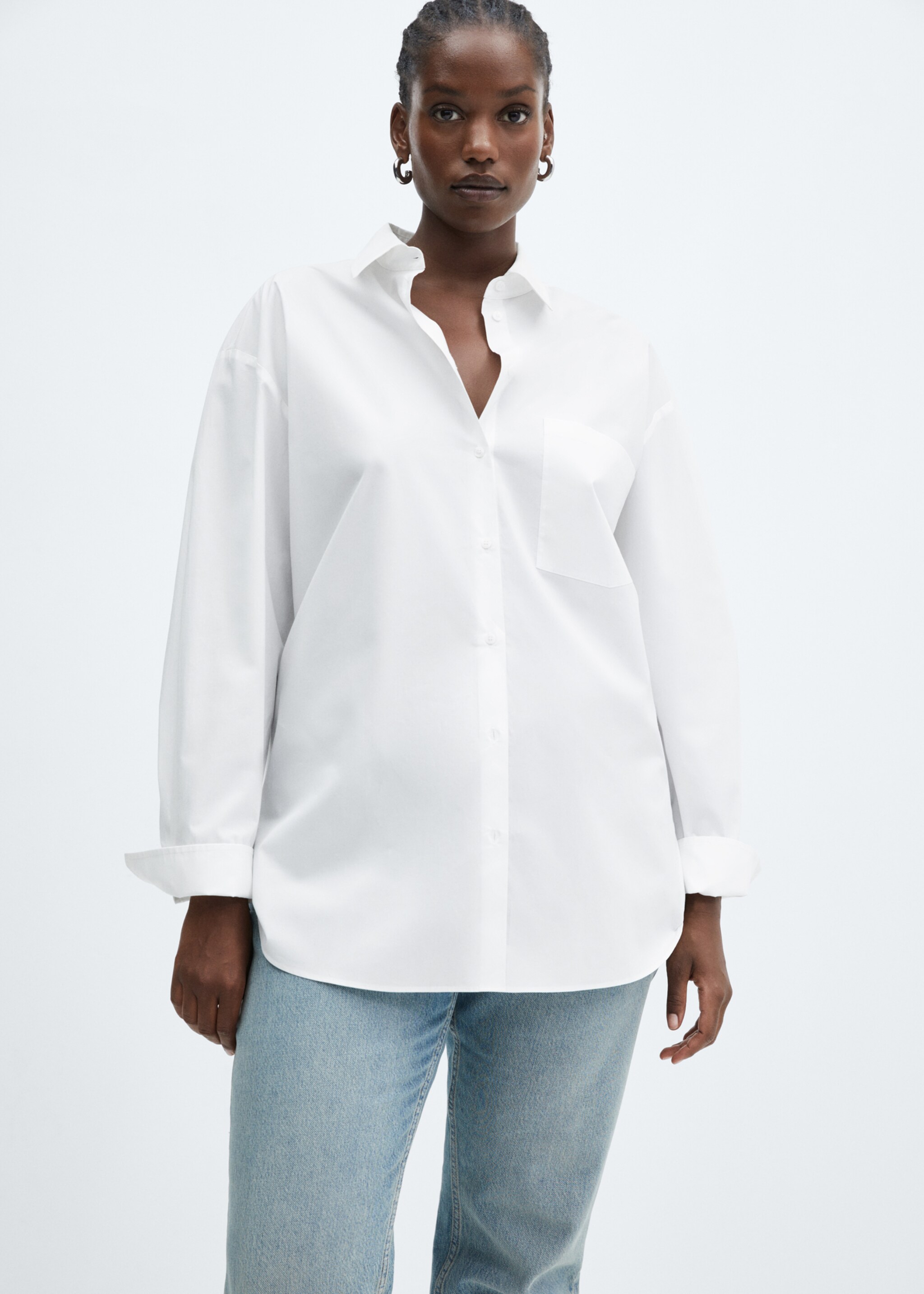 Pocket oversize shirt - Details of the article 5, White. Ref: 67030437-00.