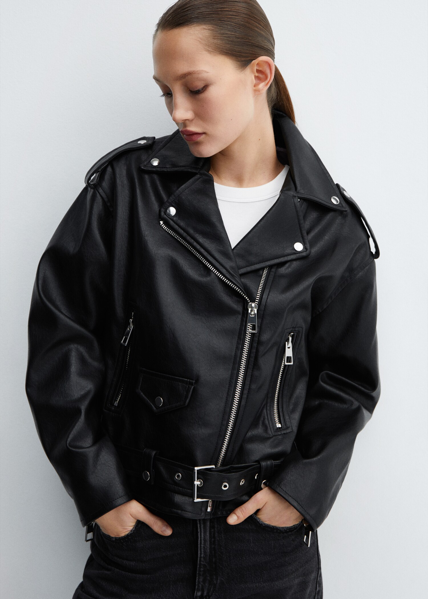 Leather-effect biker jacket - Medium plane