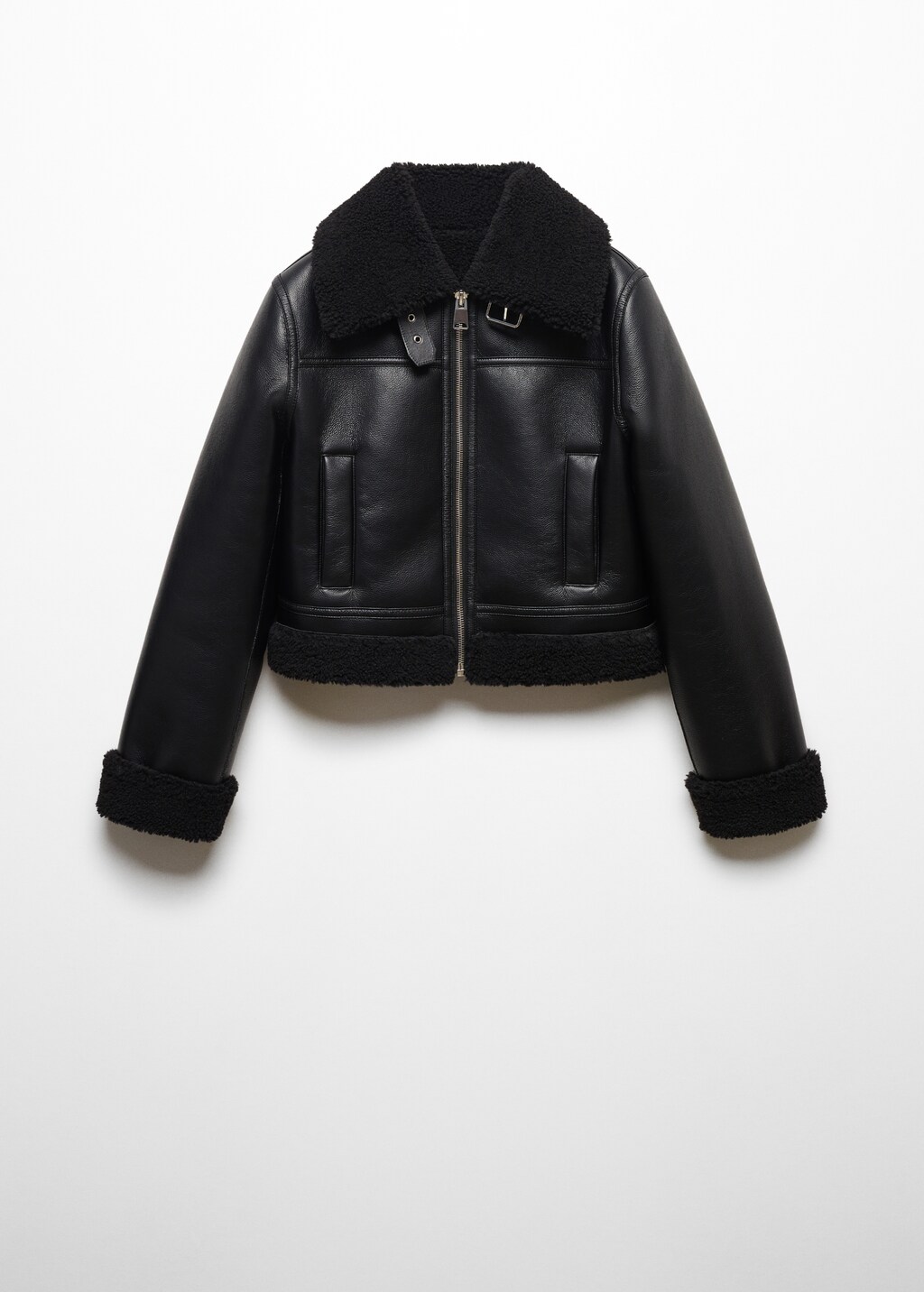 [Open YY] Shearling Biker Jacket ★送料込★追跡可★ Biker jacket with shearling-effect lining | MANGO China