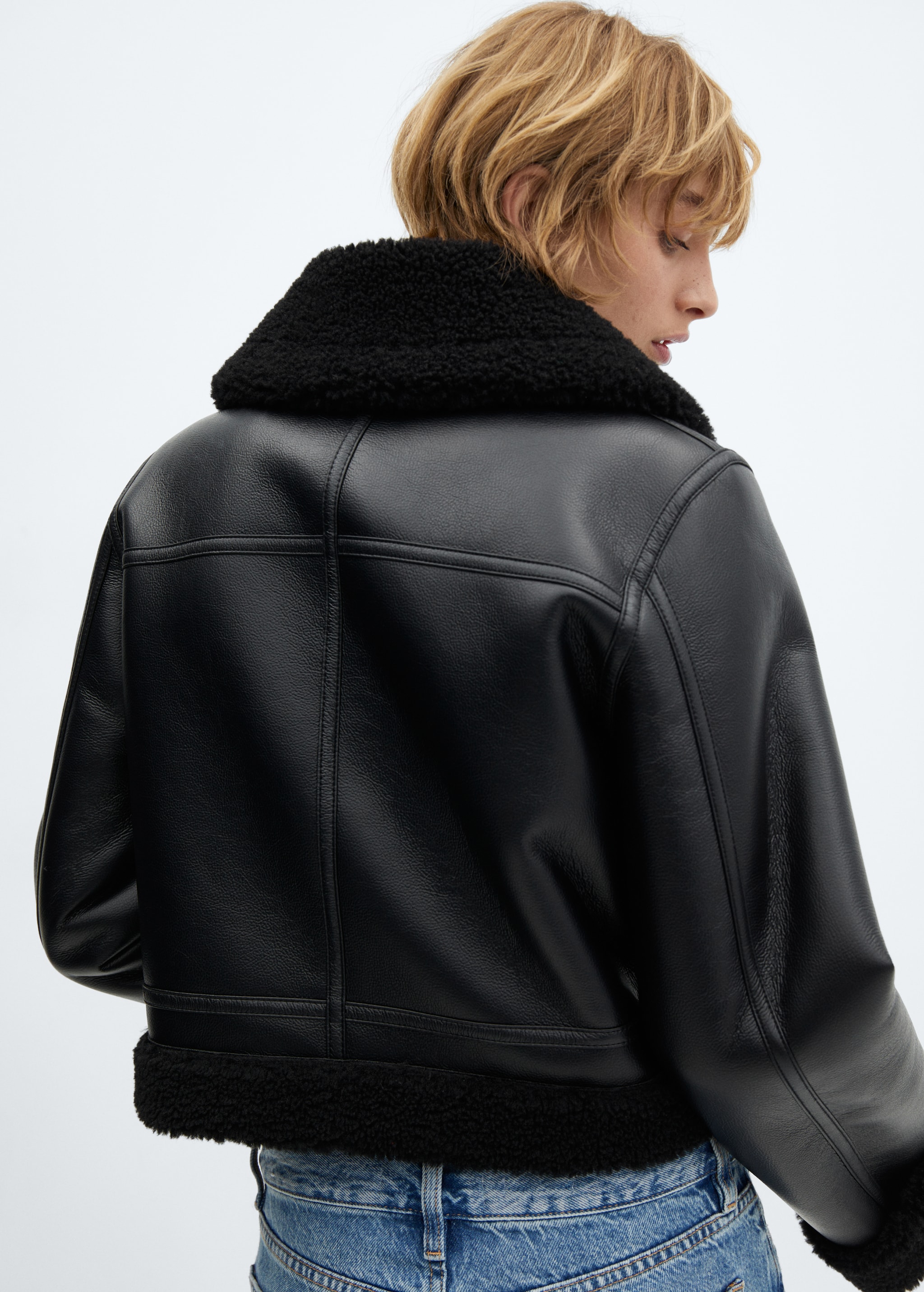 Faux shearling-lined biker jacket - Details of the article 6