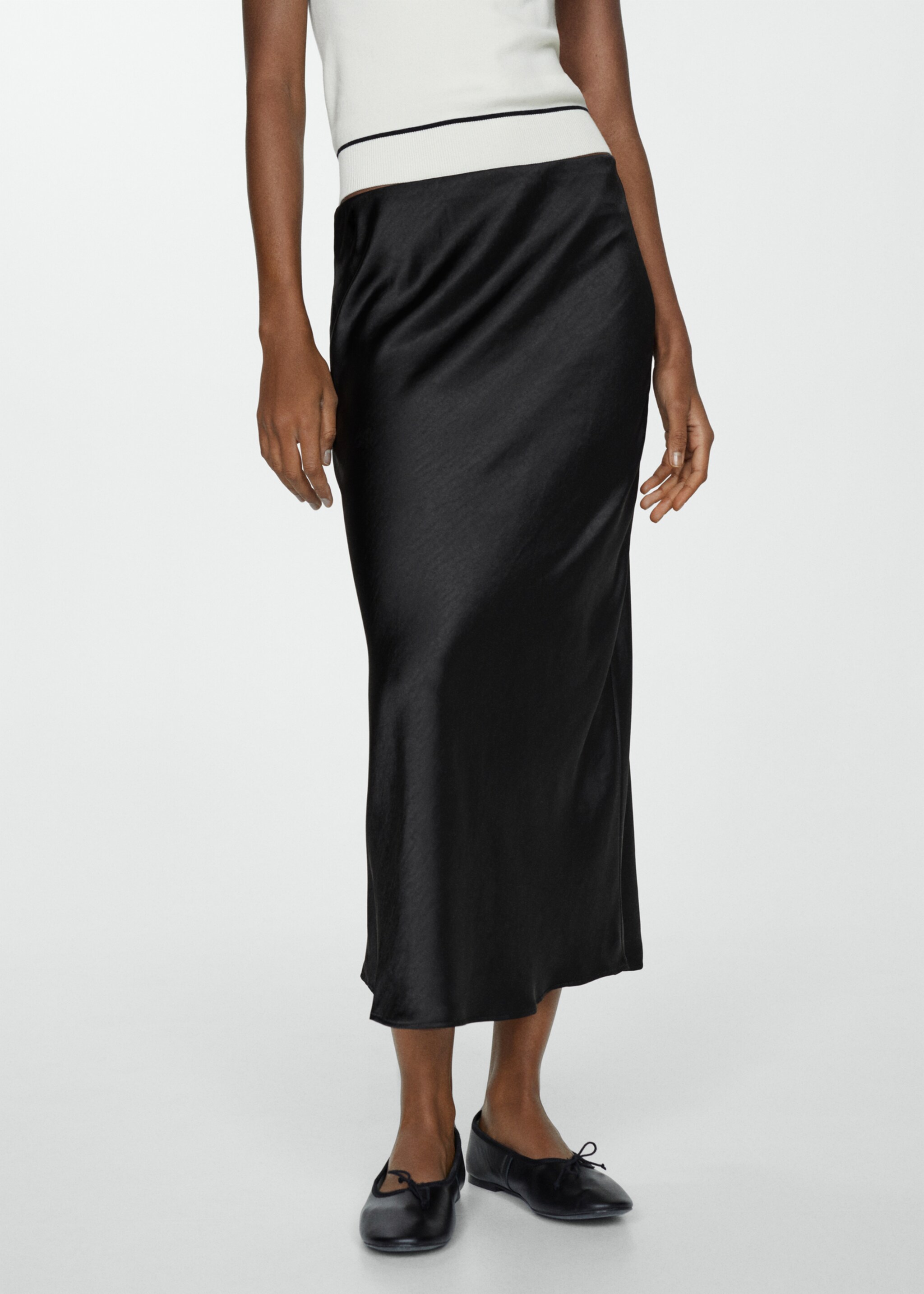 Midi satin skirt - Medium plane