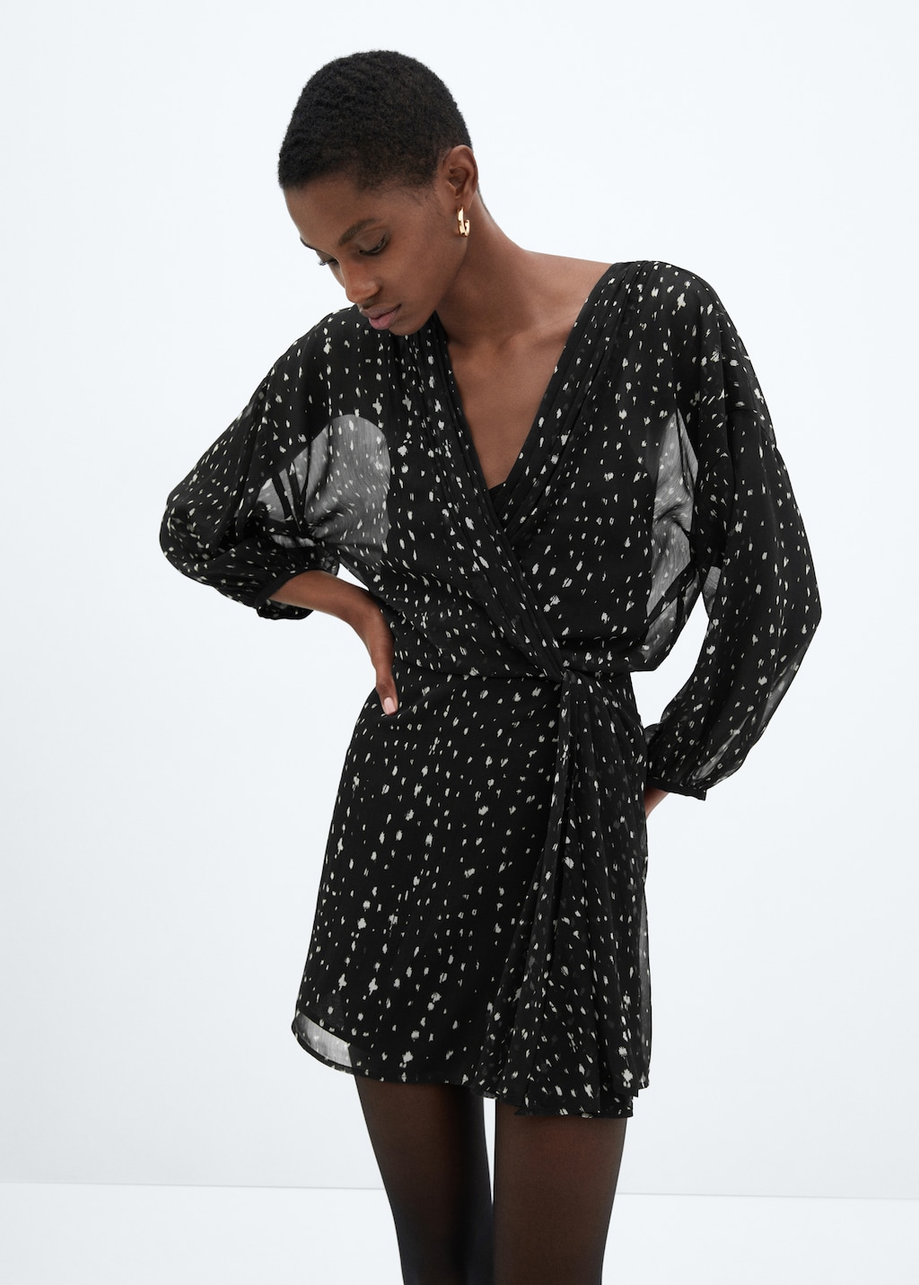 Black flowy wrap dress hot sale