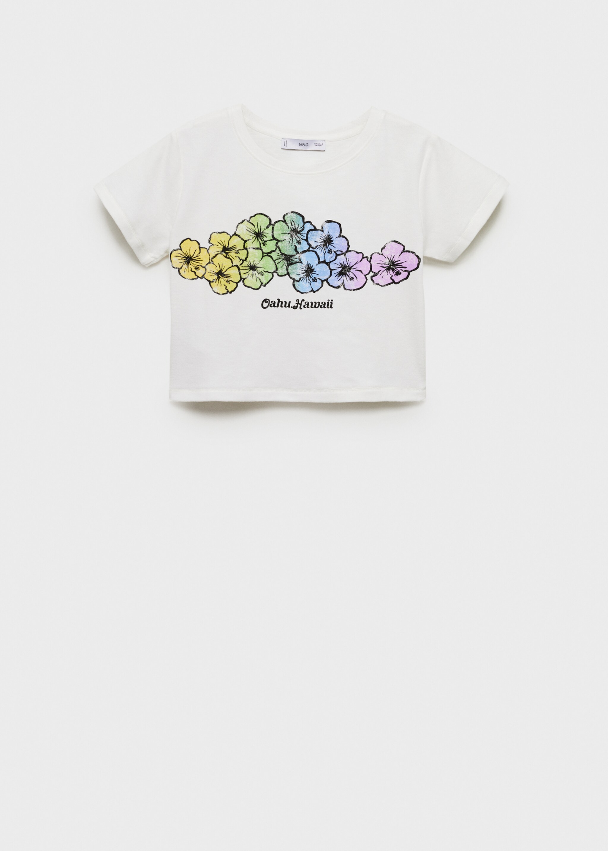 Printed cropped t-shirt - Article without model, Off White. Ref: 67030486-00.
