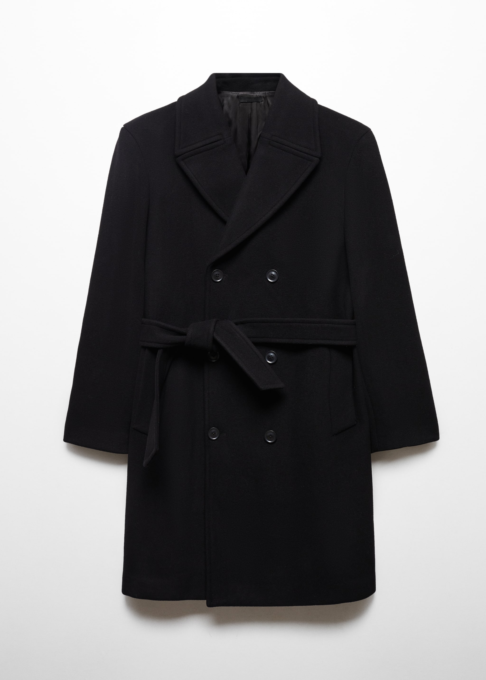 Пальто ручной работы из шерсти с поясом - Изделие без модели