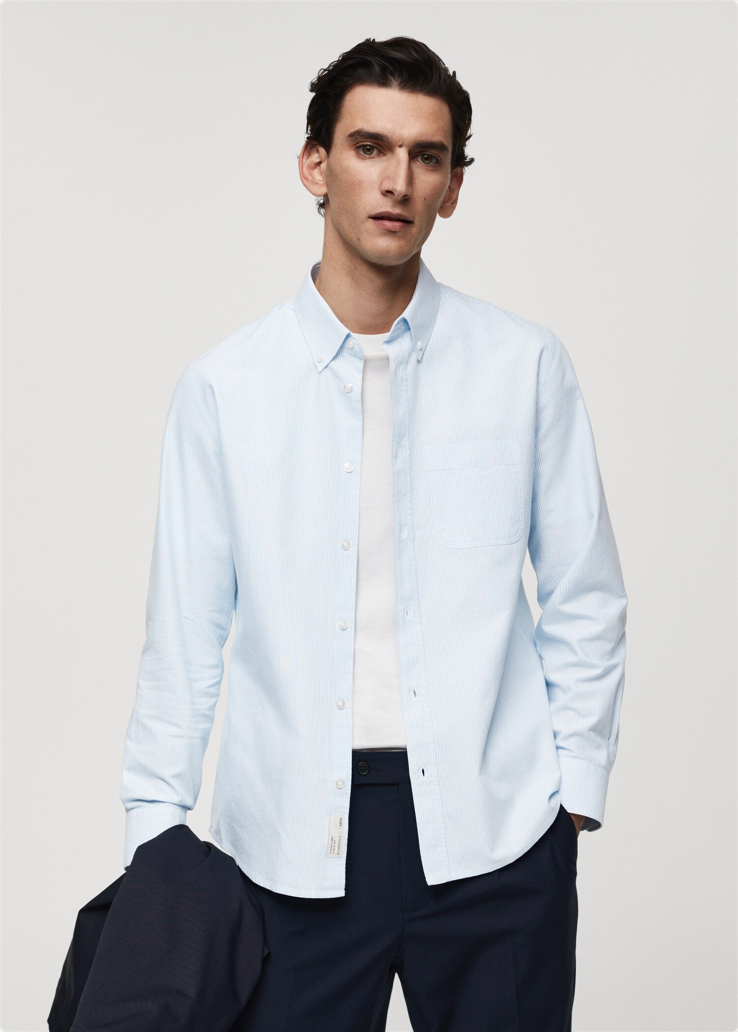 Chemise 100 % coton rayures bicolores - Plan moyen