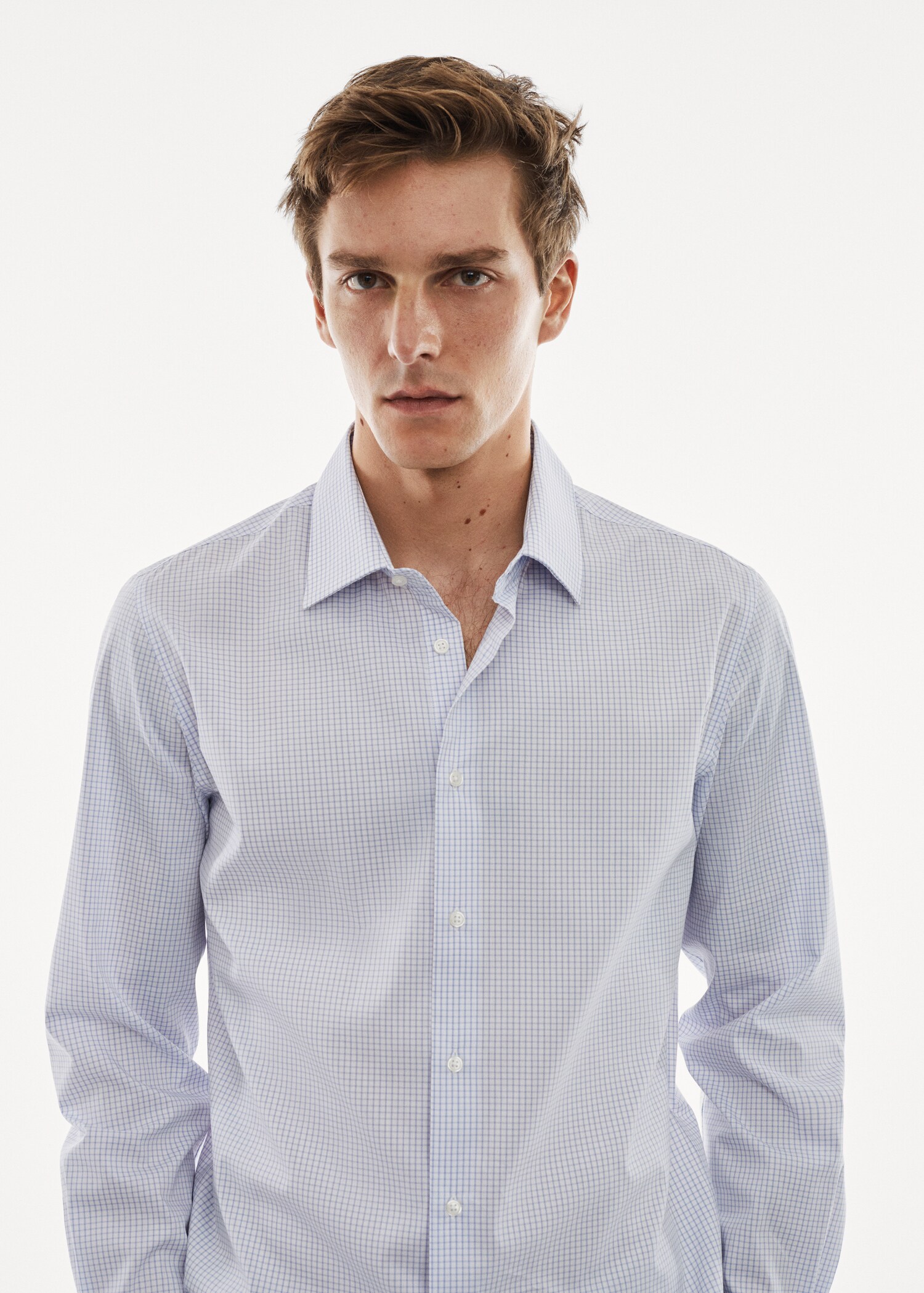 Camisa micro cuadro tejido stretch - Detalle del artículo 1