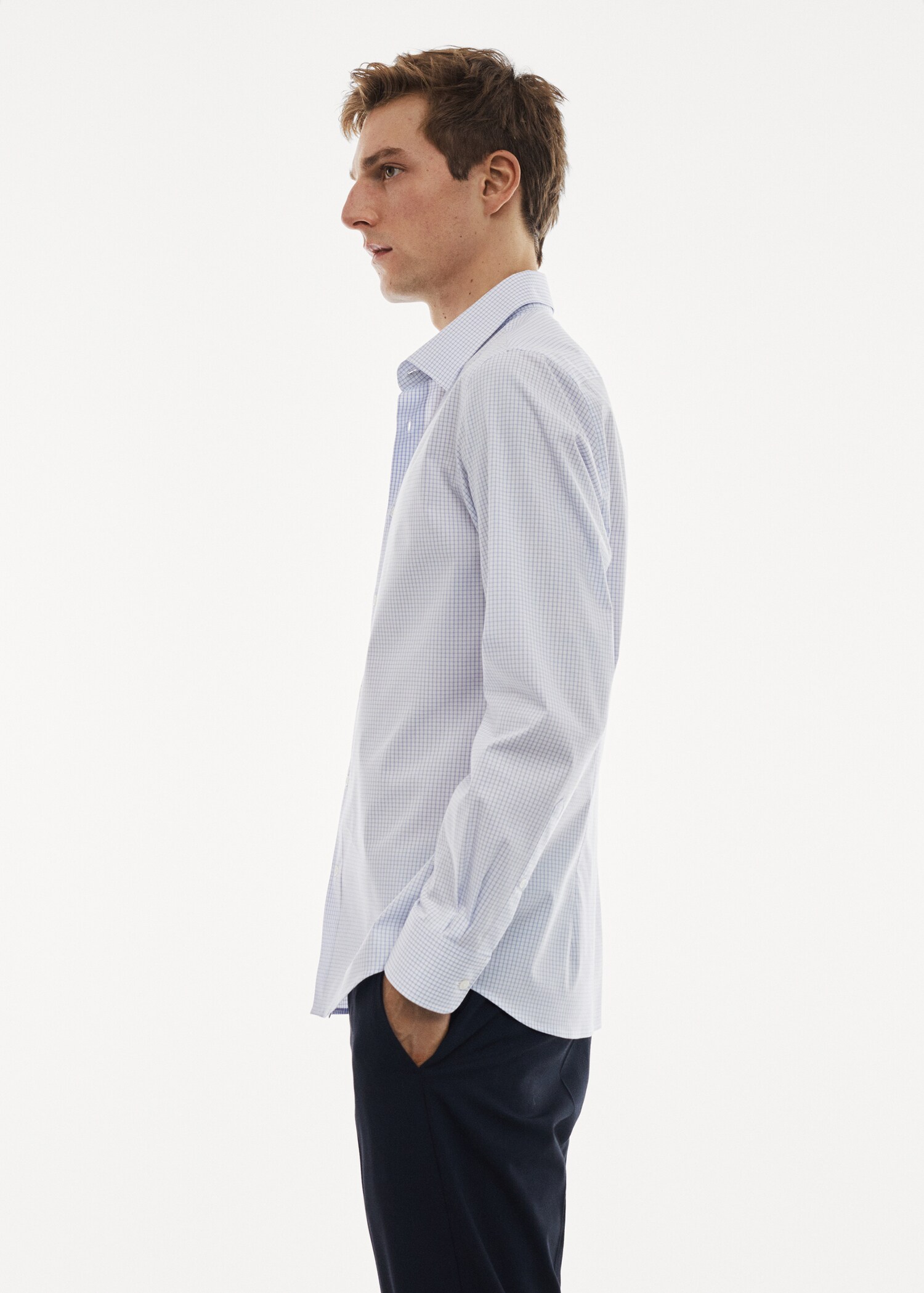 Camisa micro cuadro tejido stretch - Detalle del artículo 2