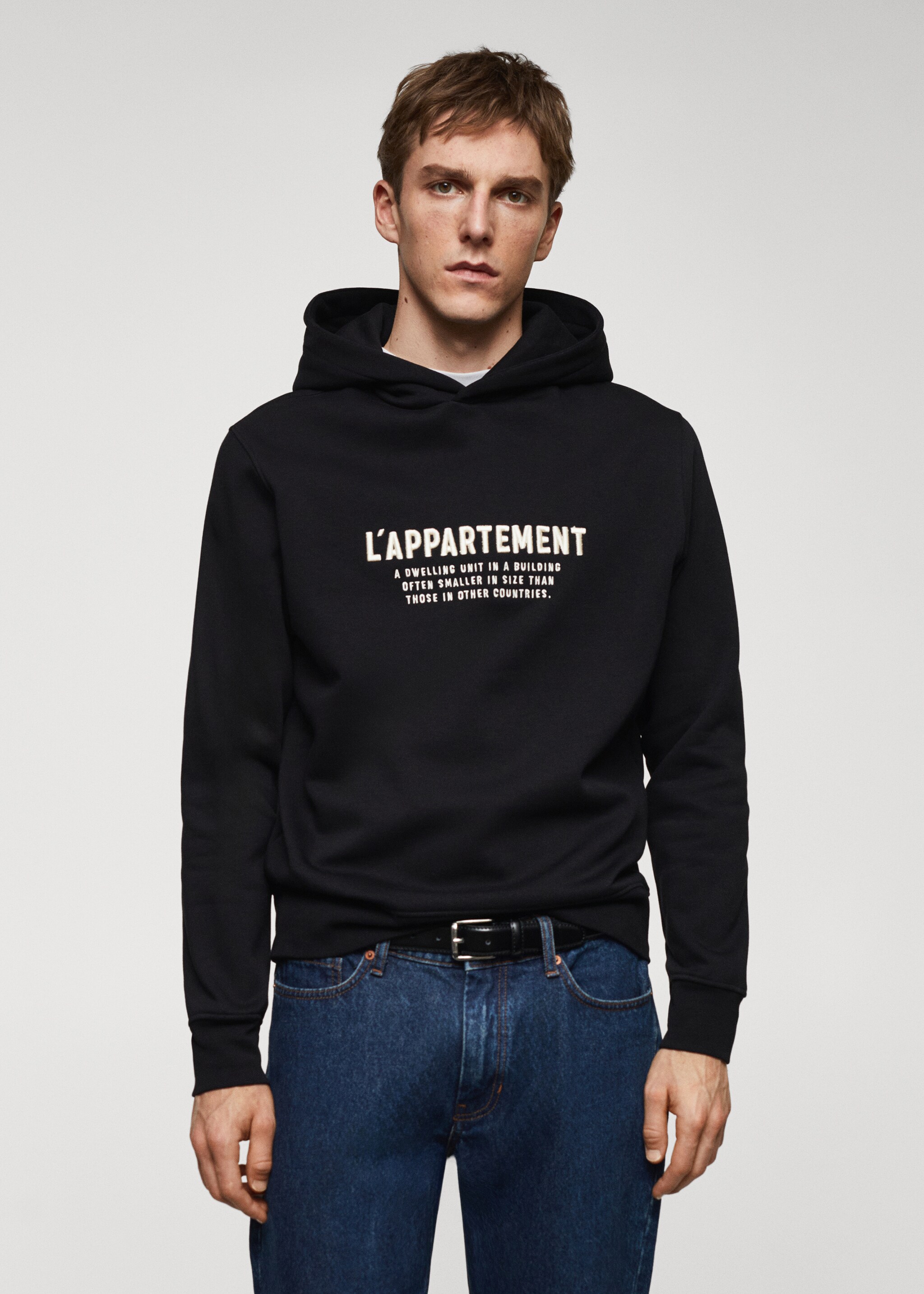 Sweat-shirt capuche broderie - Plan moyen