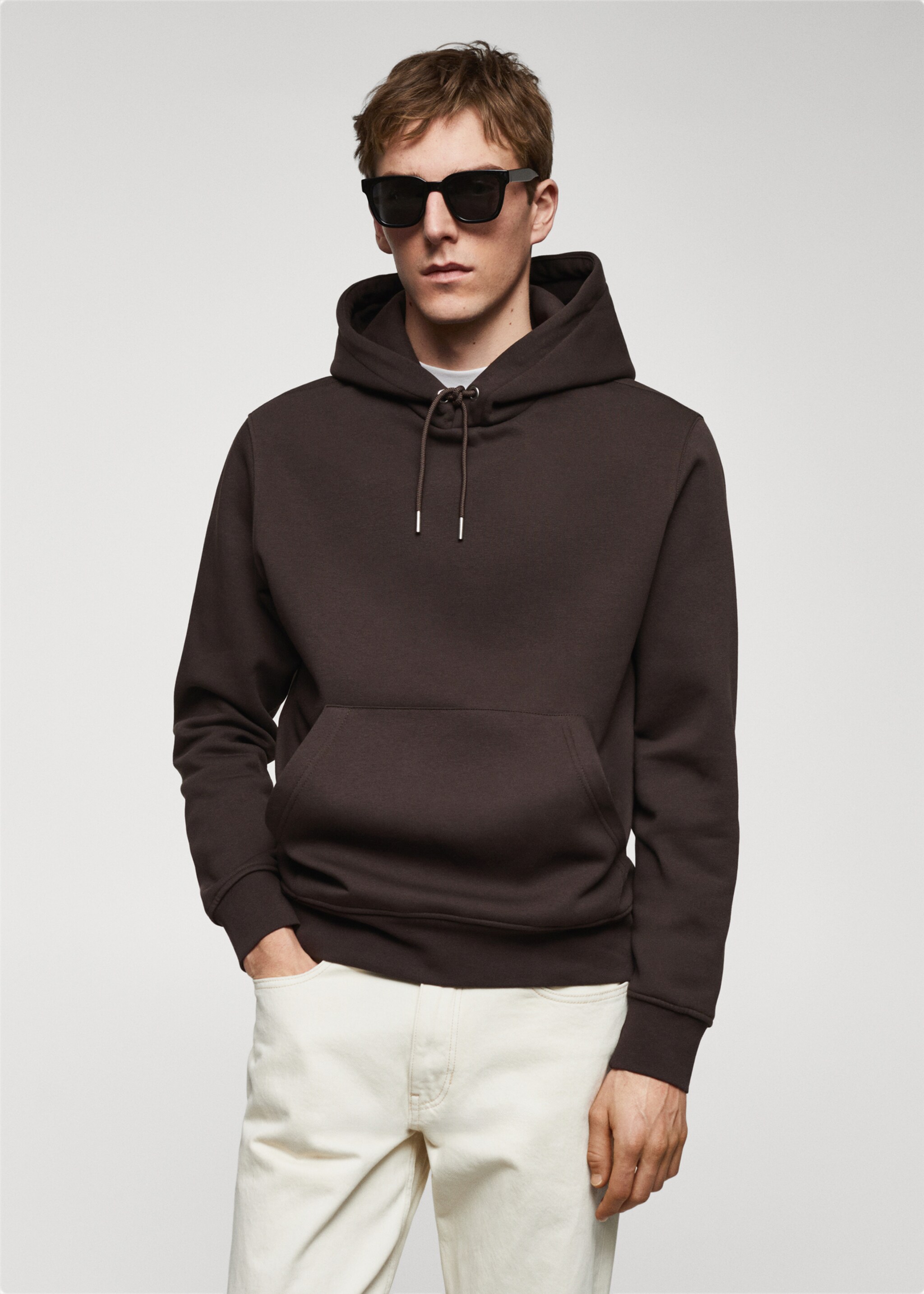 Sudadera algodón capucha canguro - Plano medio