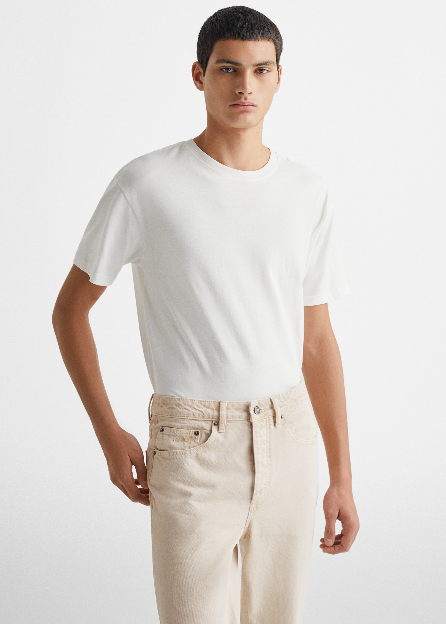 Regular-fit cotton trousers - Medium plane