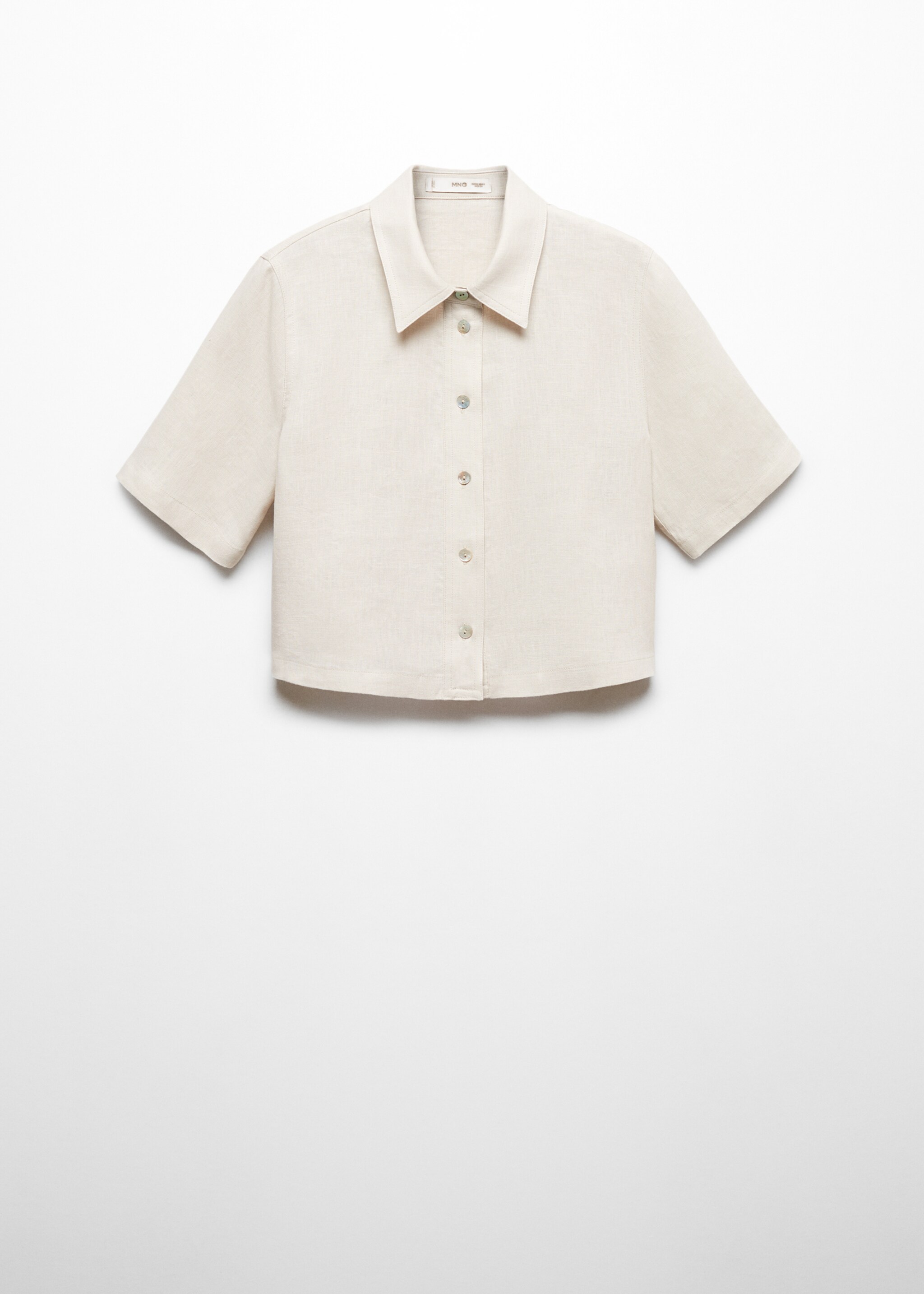 Linen-blend short-sleeve shirt - Article without model, Beige. Ref: 67032534-00.
