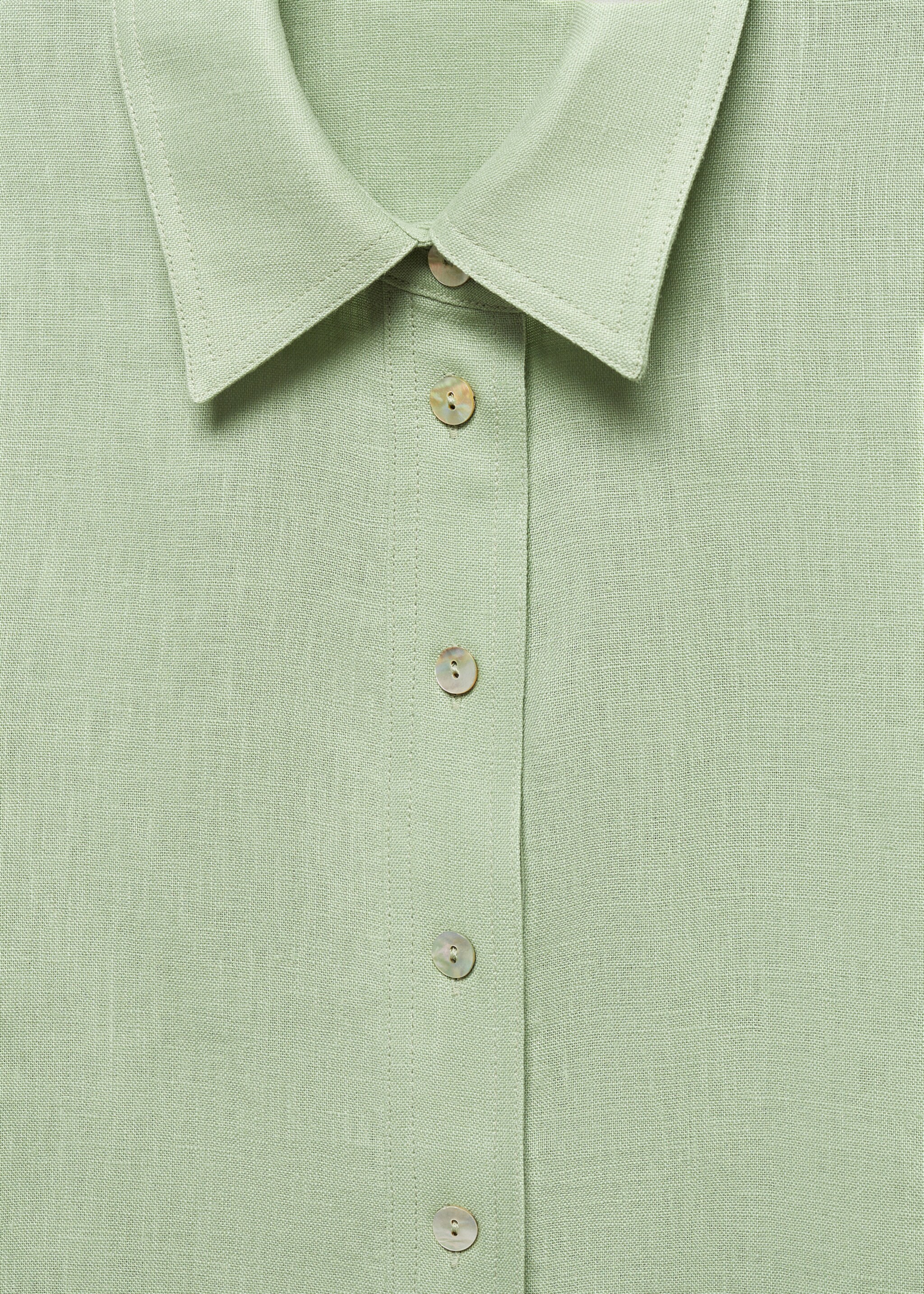 Linen-blend short-sleeve shirt - Details of the article 8, Pastel Green. Ref: 67032534-00.