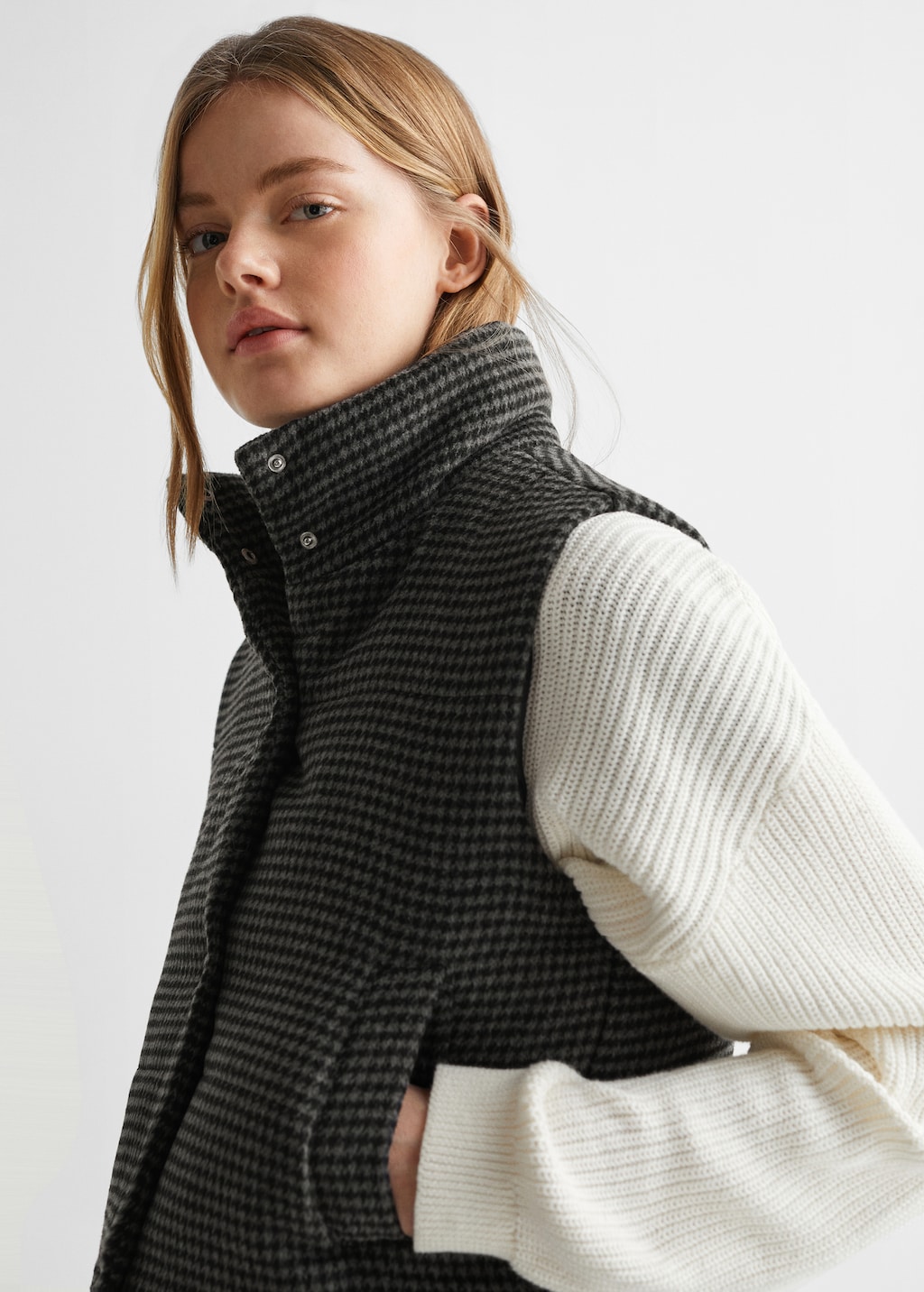 Gilet pied de poule Teen MANGO Niger
