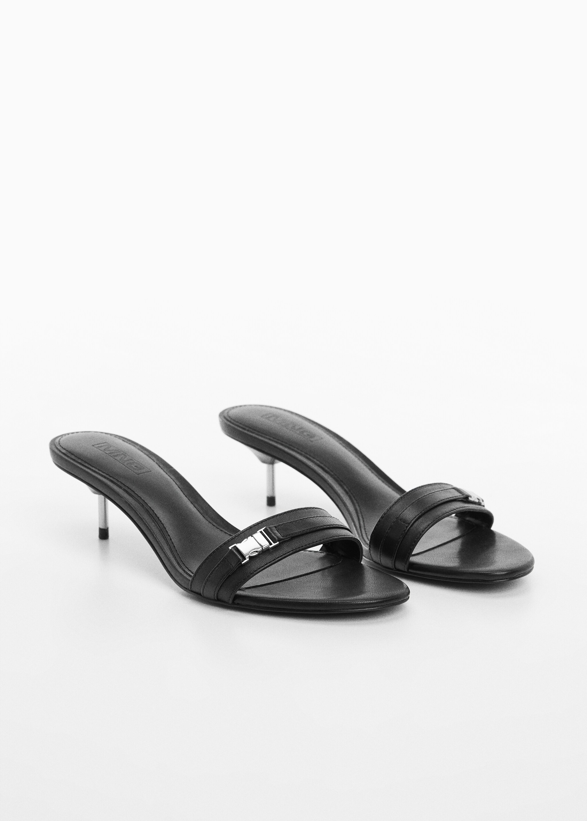 Leather sandals with metallic heel - Medium plane