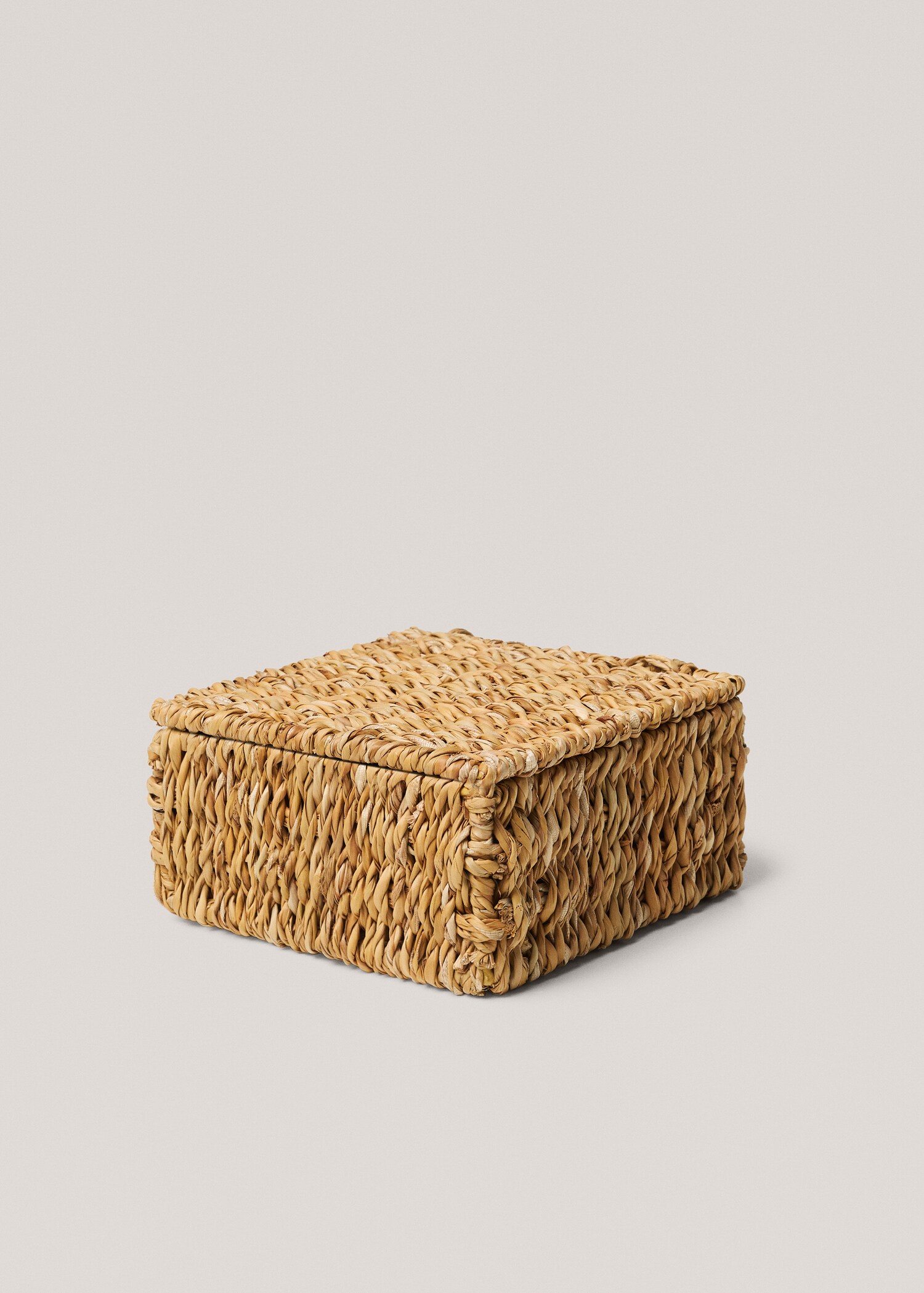 Natural fibre basket with lid 17x17cm - Details of the article 1