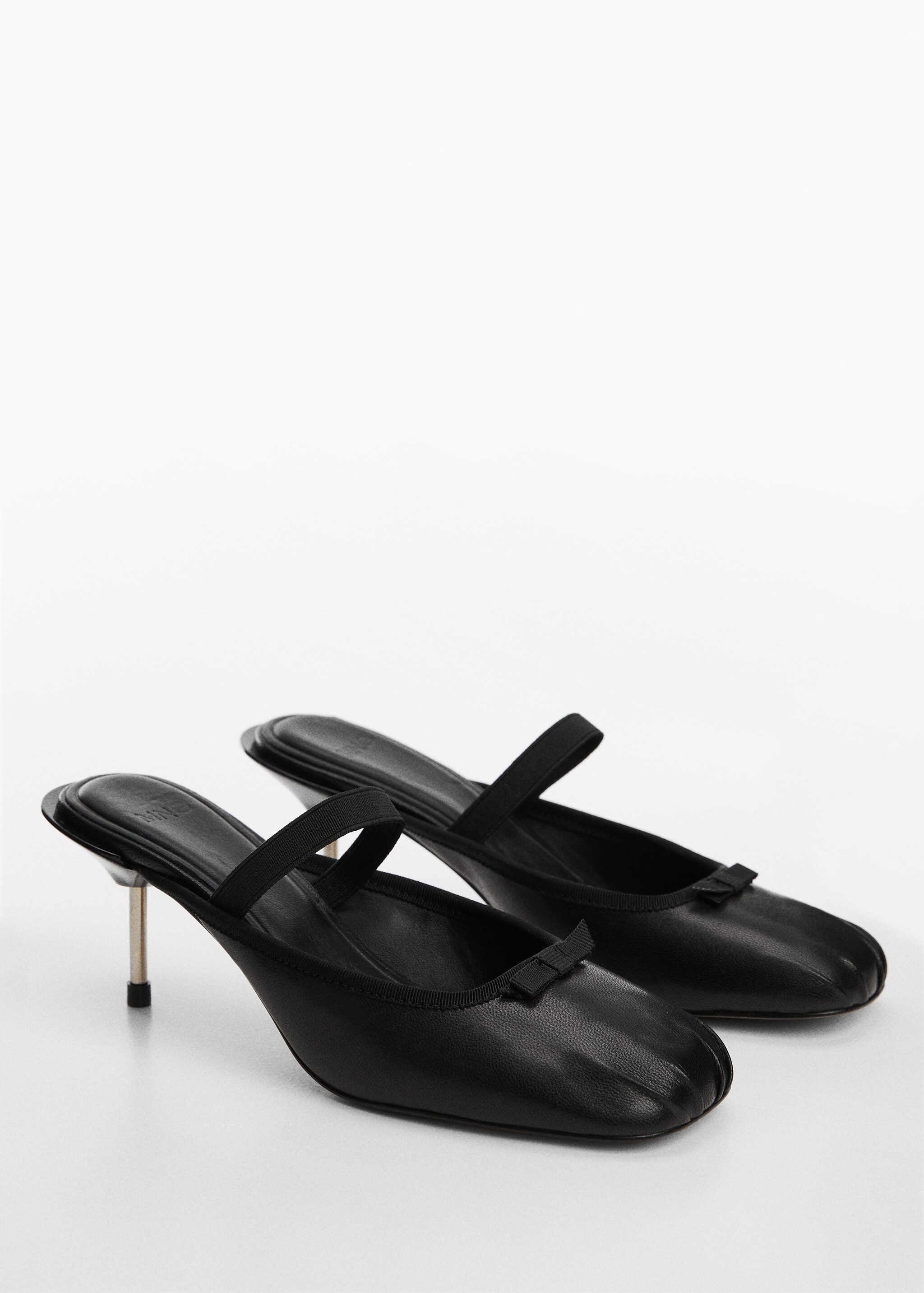 Leather ballerinas with metallic heel - Medium plane