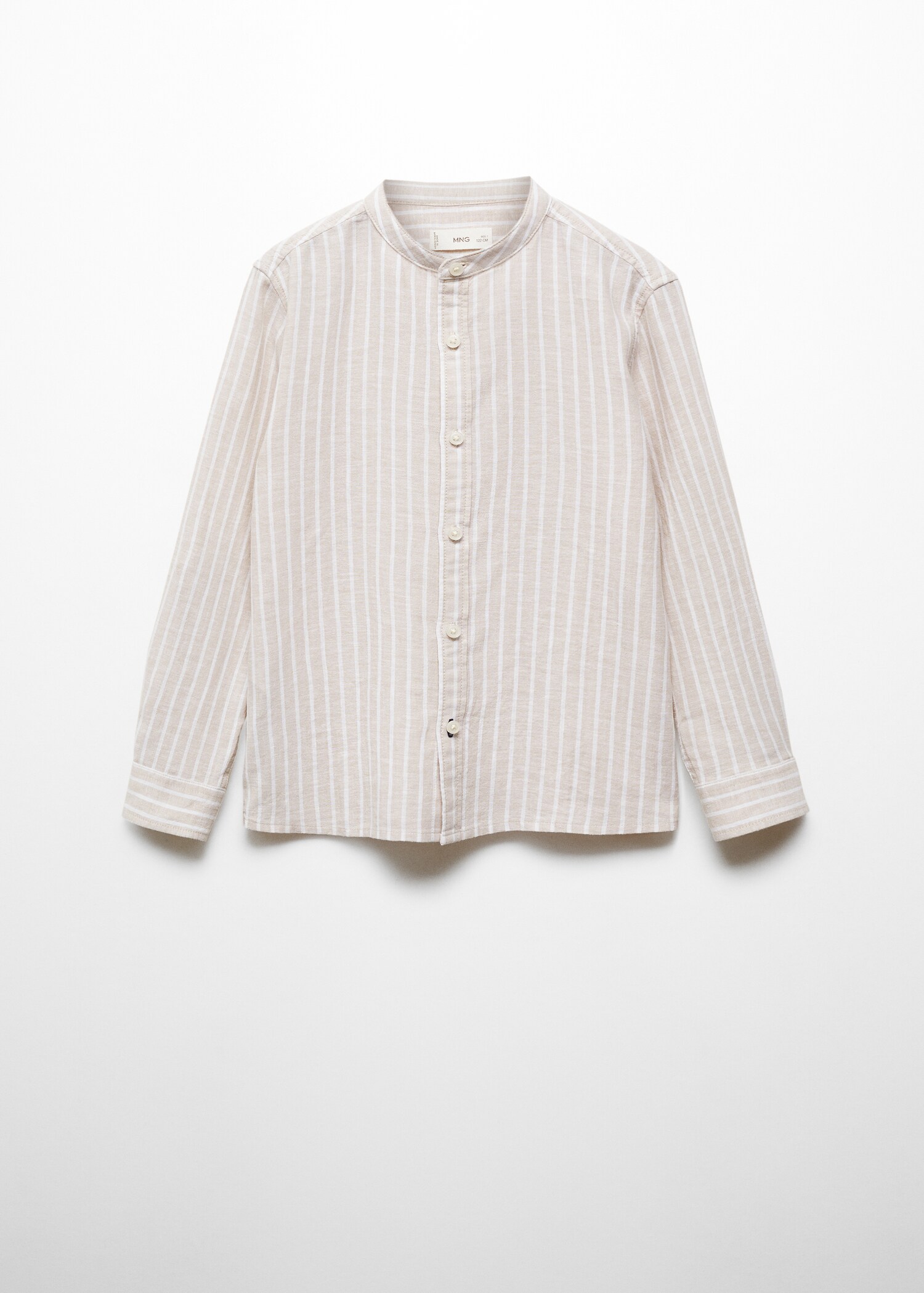 Striped mandarin-collar linen shirt - Article without model