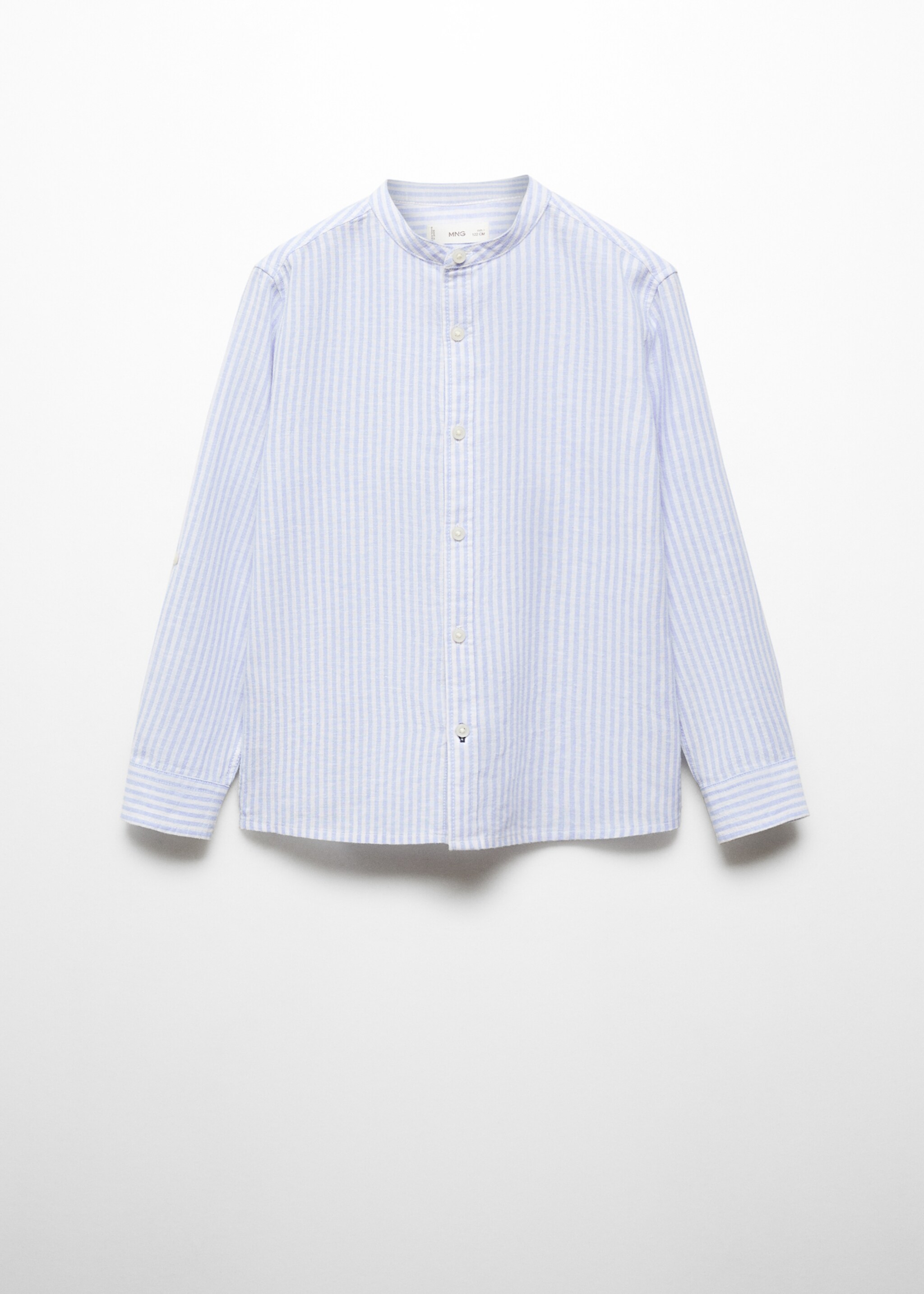 Striped mandarin-collar linen shirt - Article without model