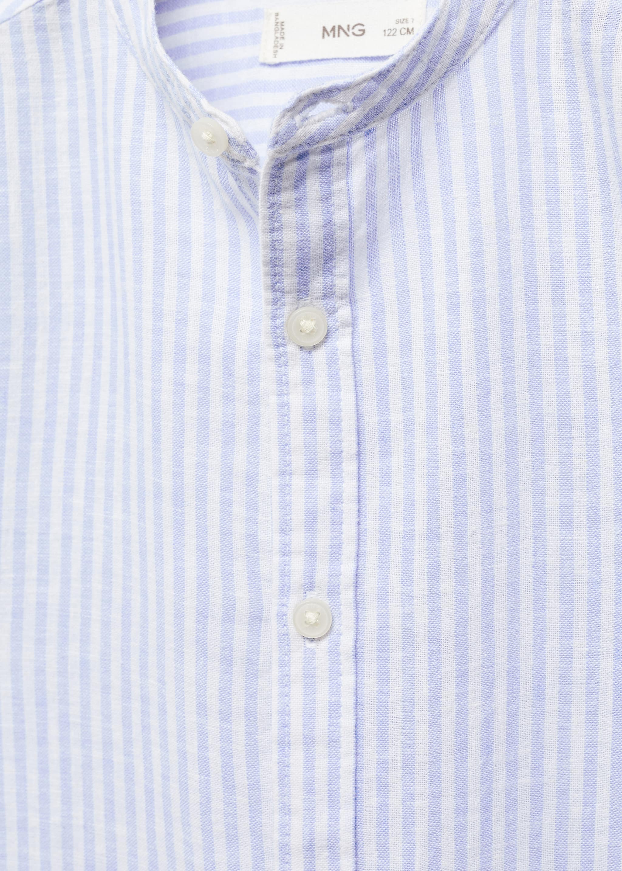 Striped mandarin-collar linen shirt - Details of the article 8