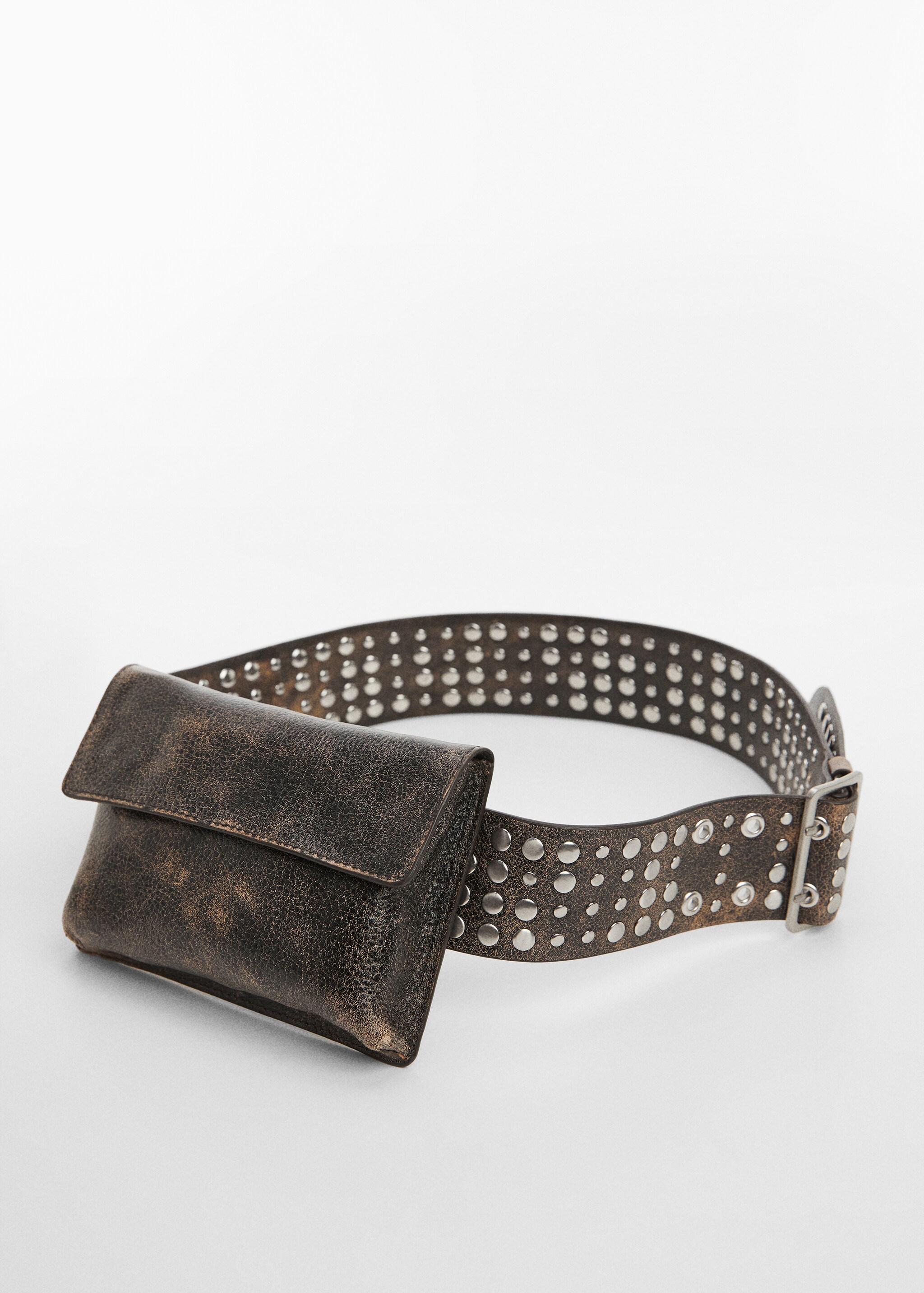 Studded leather money belt - Medium plane