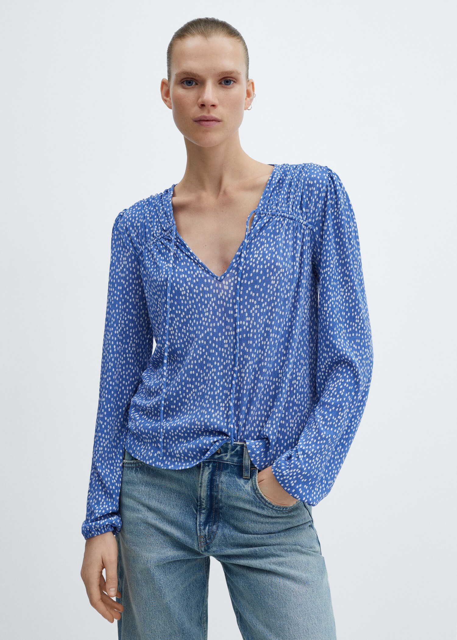 Bow printed blouse - Medium plane