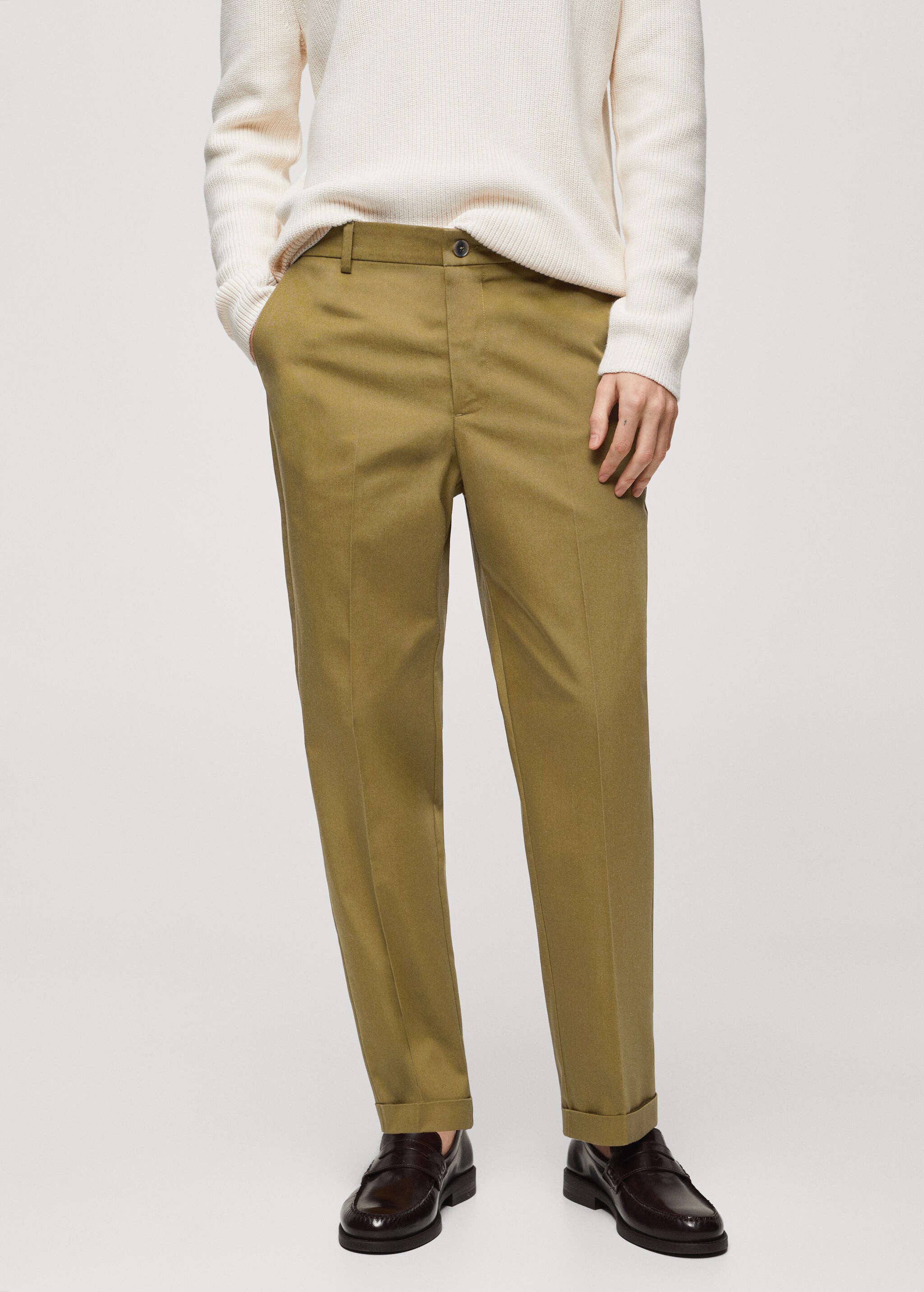 Straight fit cotton pants back - Medium plane