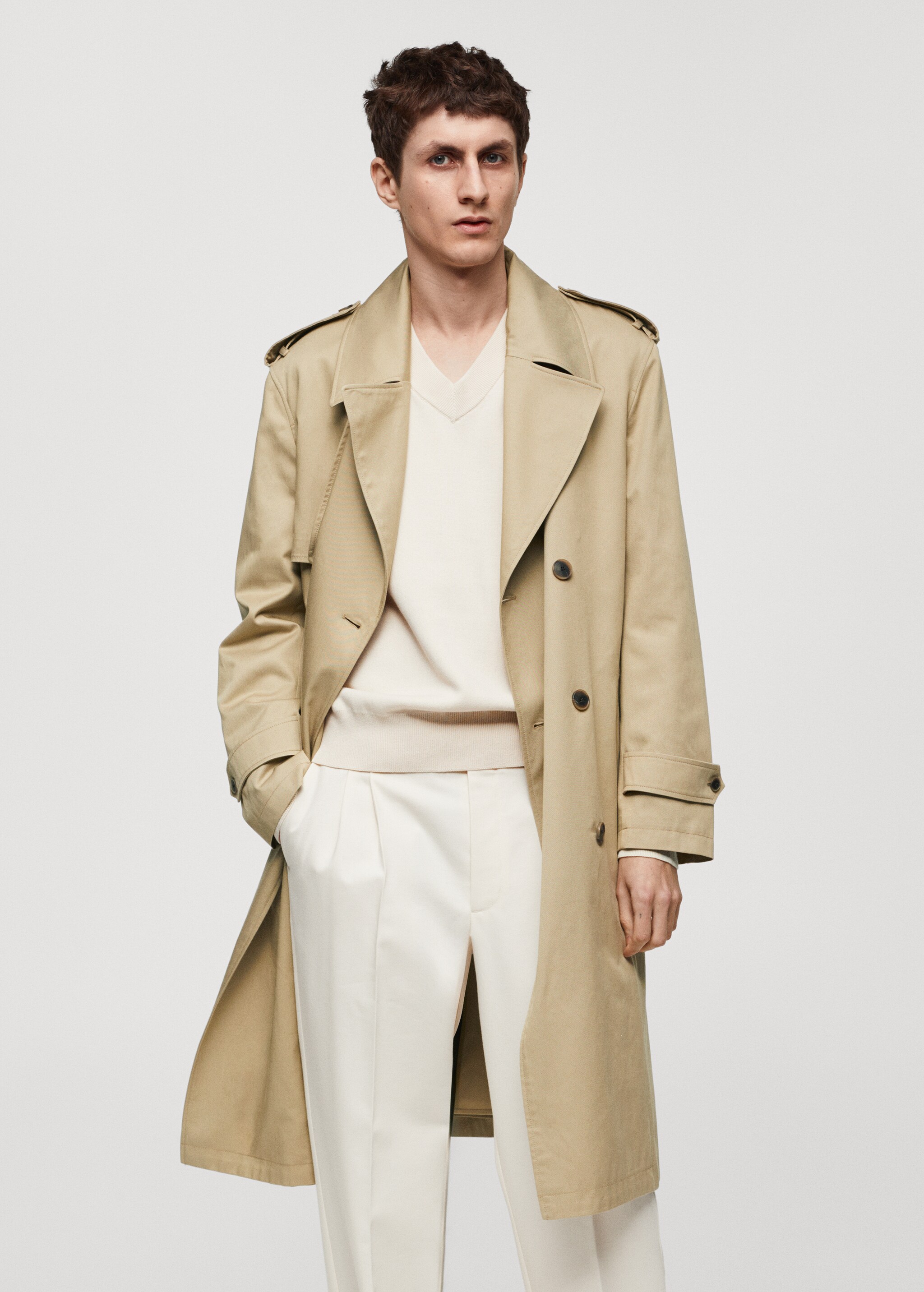 Relaxed fit trench trench coat with belt - Medium plane