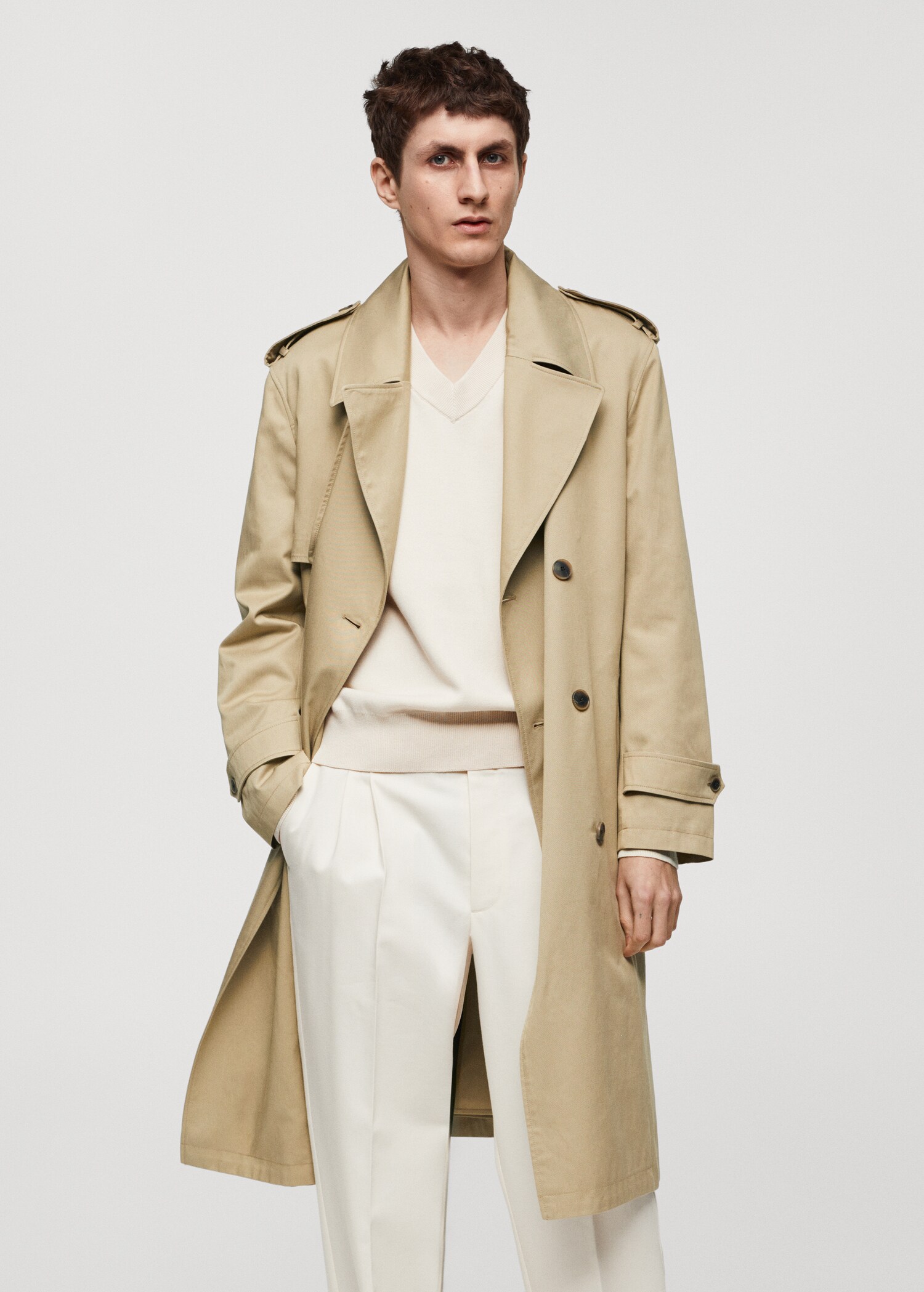 Relaxed-fit trench trench coat with belt - Medium plane