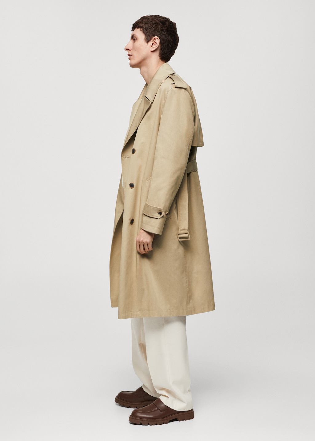 Relaxed fit trench coat with belt Men MANGO Iran