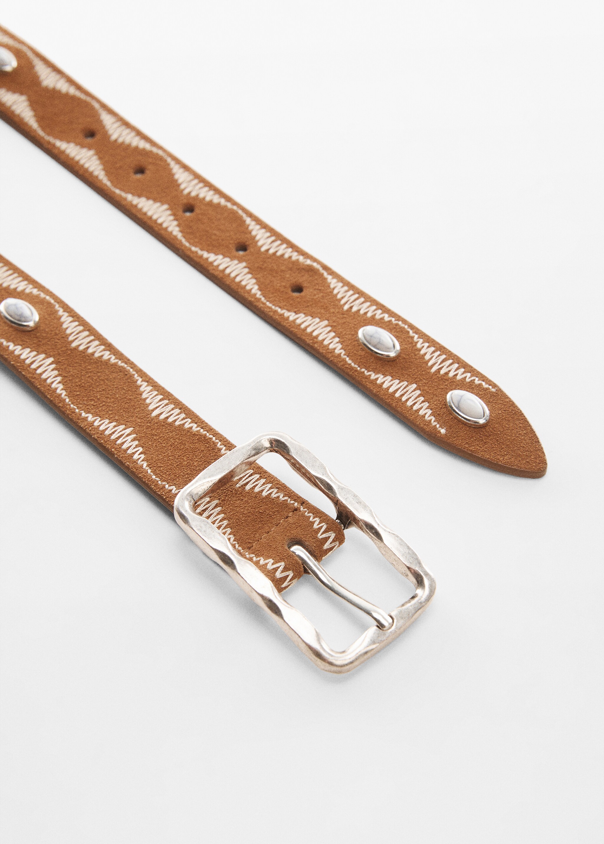 Embroidered leather belt - Medium plane