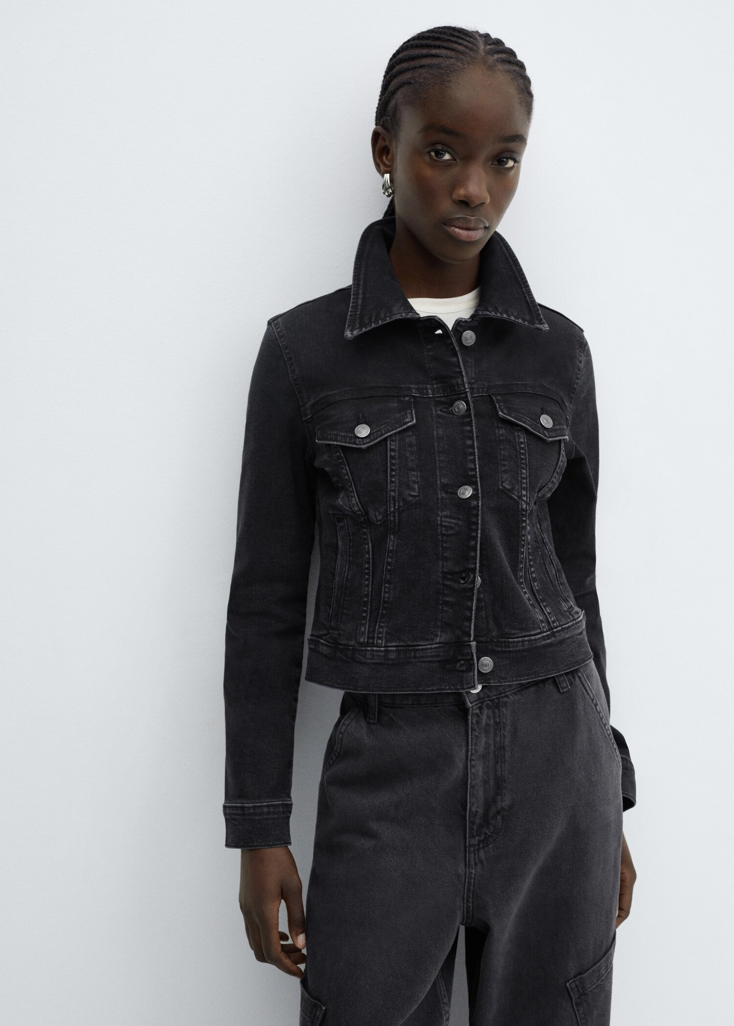 Blouson jean poches - Plan moyen
