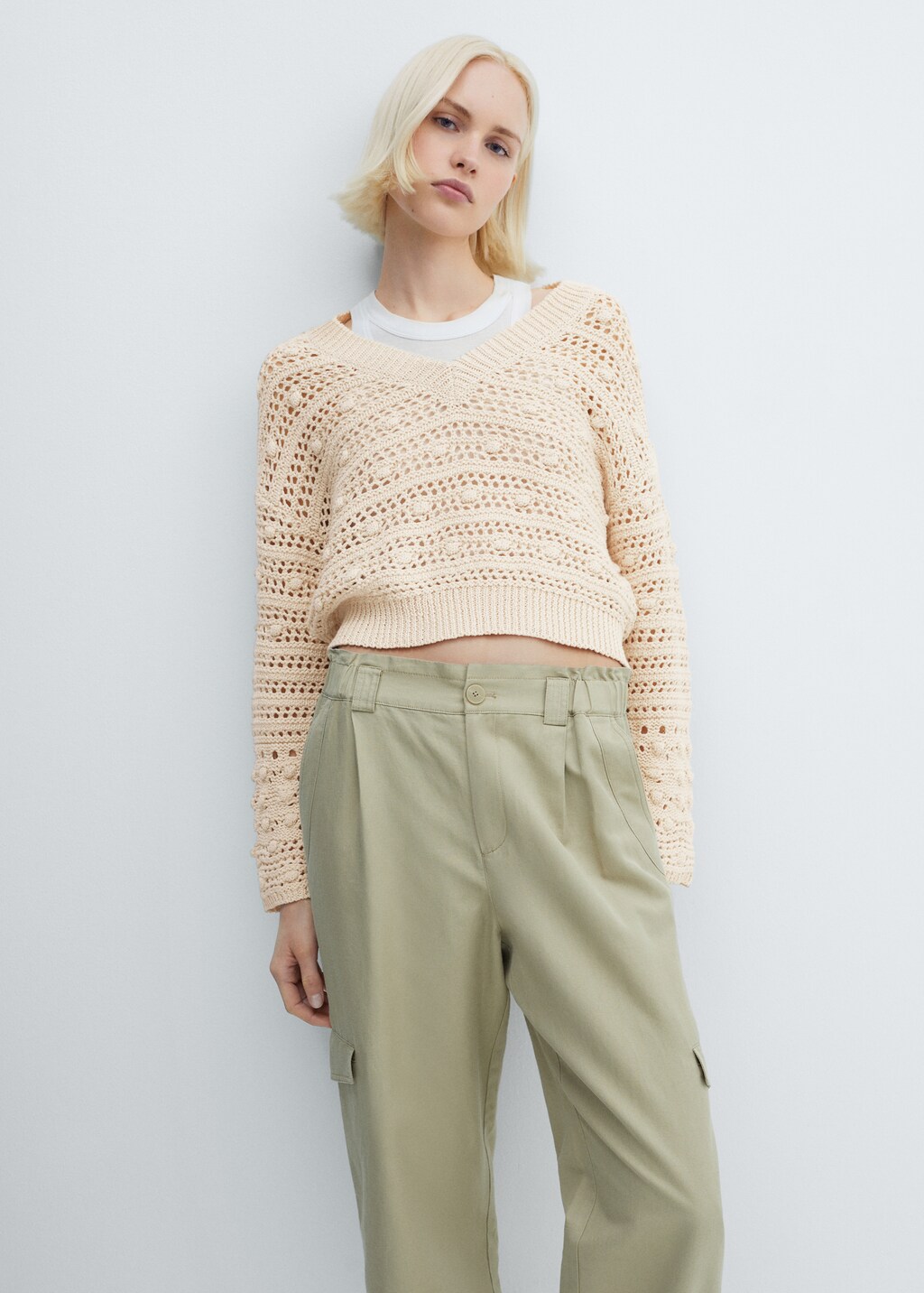 V-Neck Openwork Sweater main image 0
