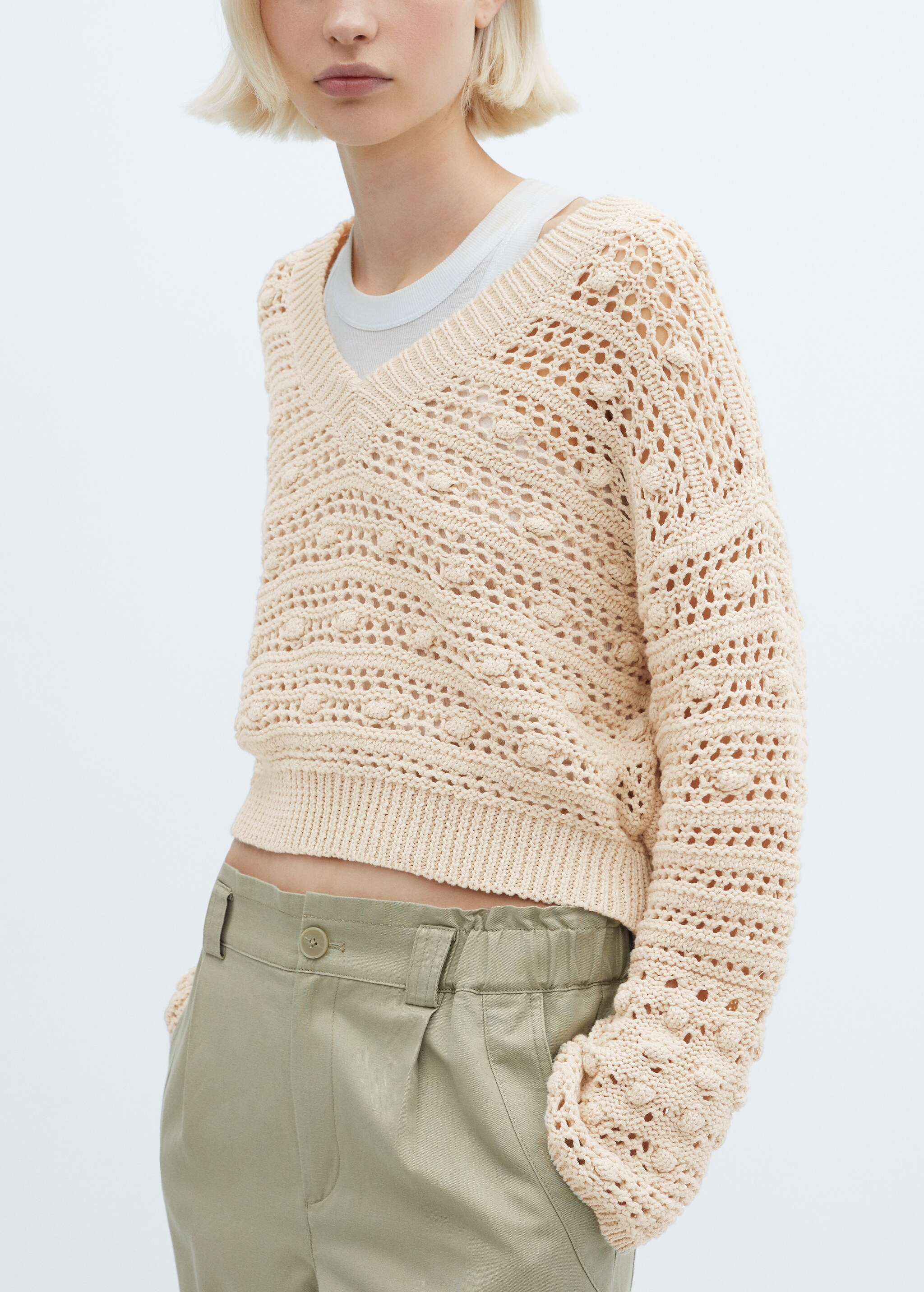 V-neck openwork knitted sweater - Details of the article 6