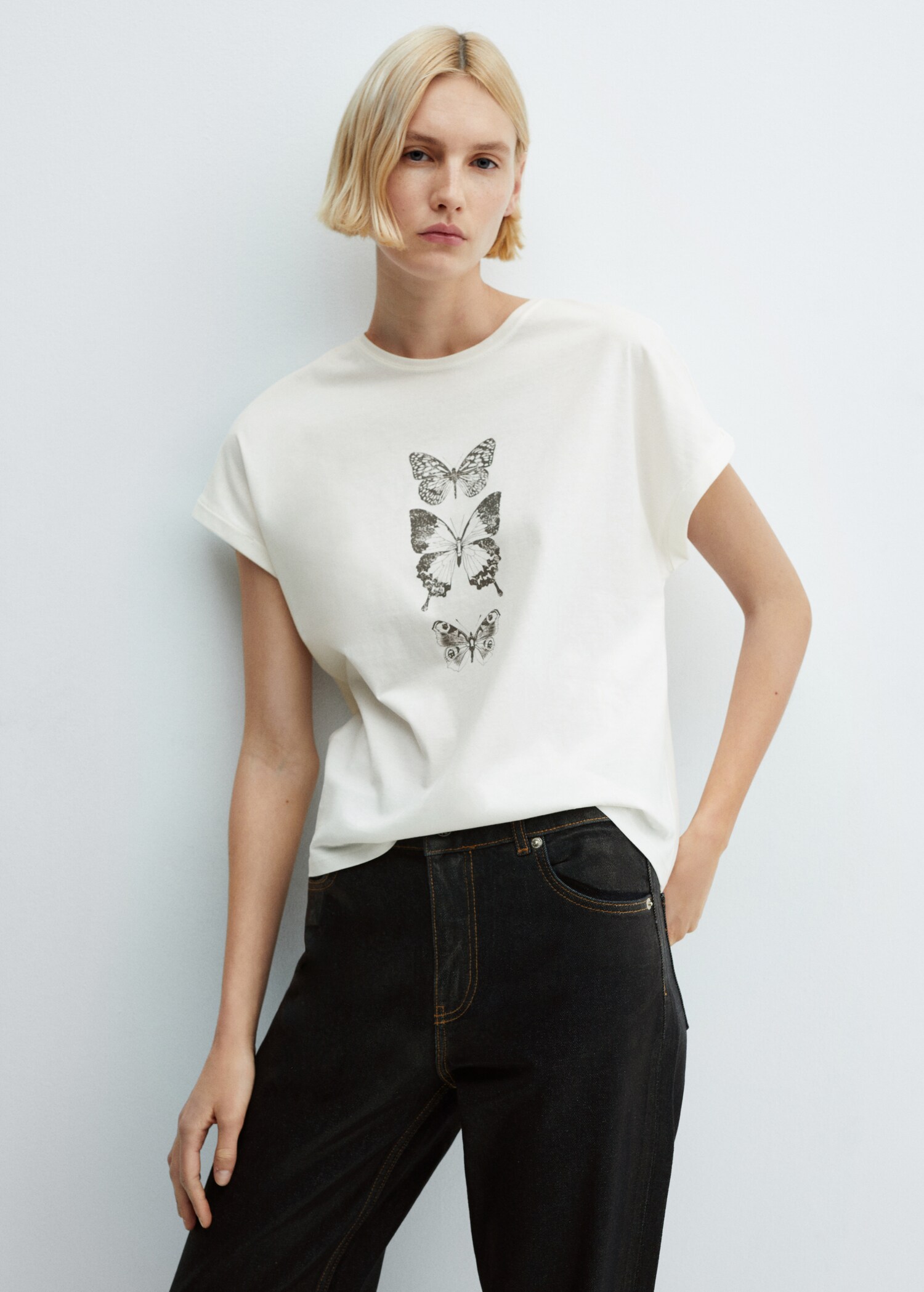 Printed cotton-blend t-shirt - Medium plane