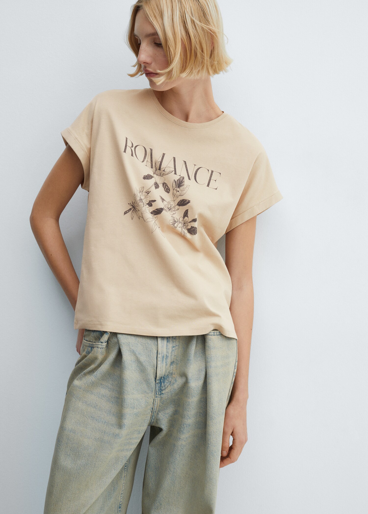 Printed cotton-blend t-shirt - Medium plane