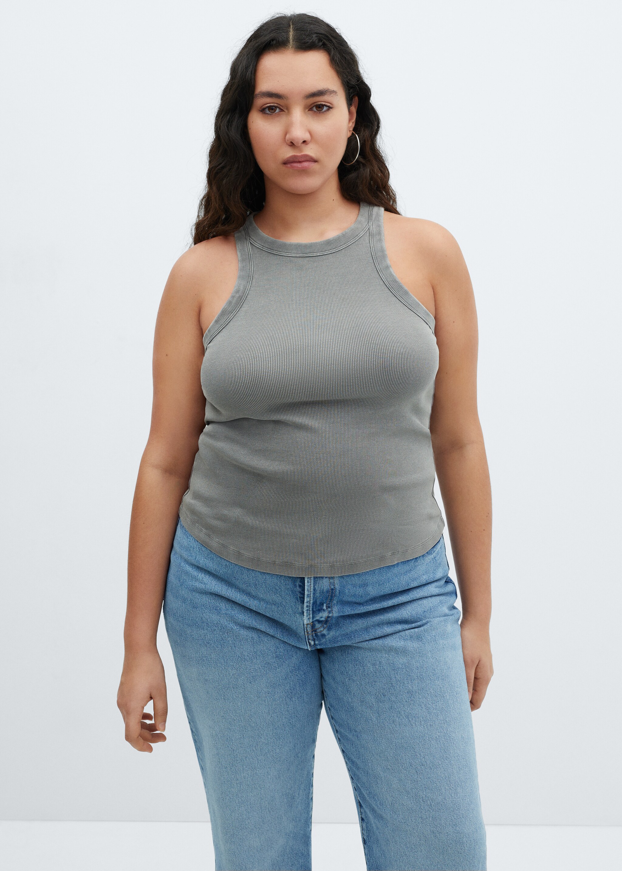 Ribbed washed-effect cotton top - Details of the article 5