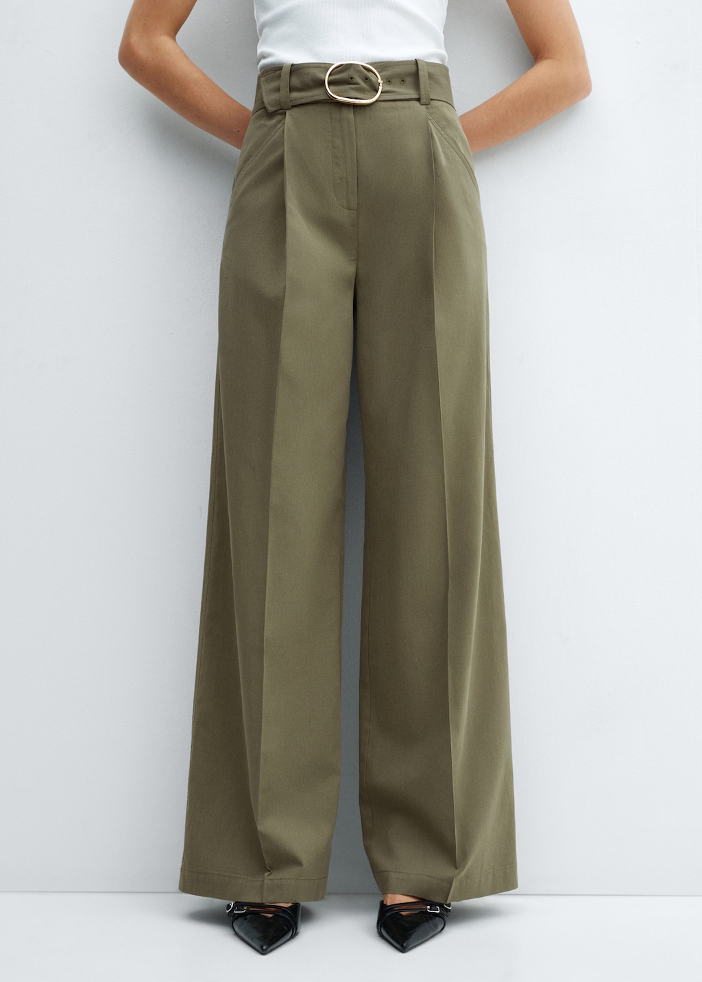 Mango khaki trousers deals