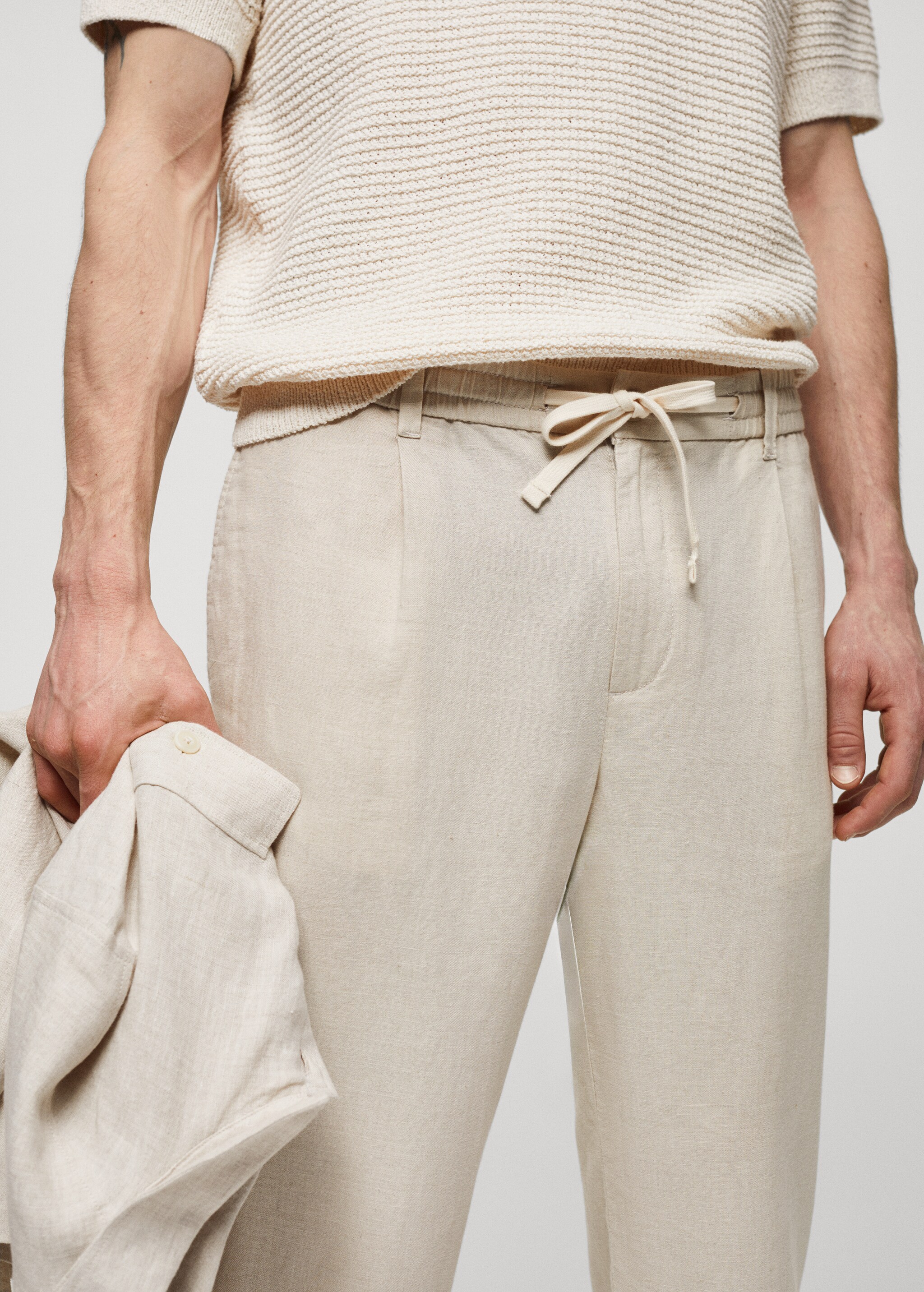 Льняные брюки slim fit со шнурком - Деталь изделия 1