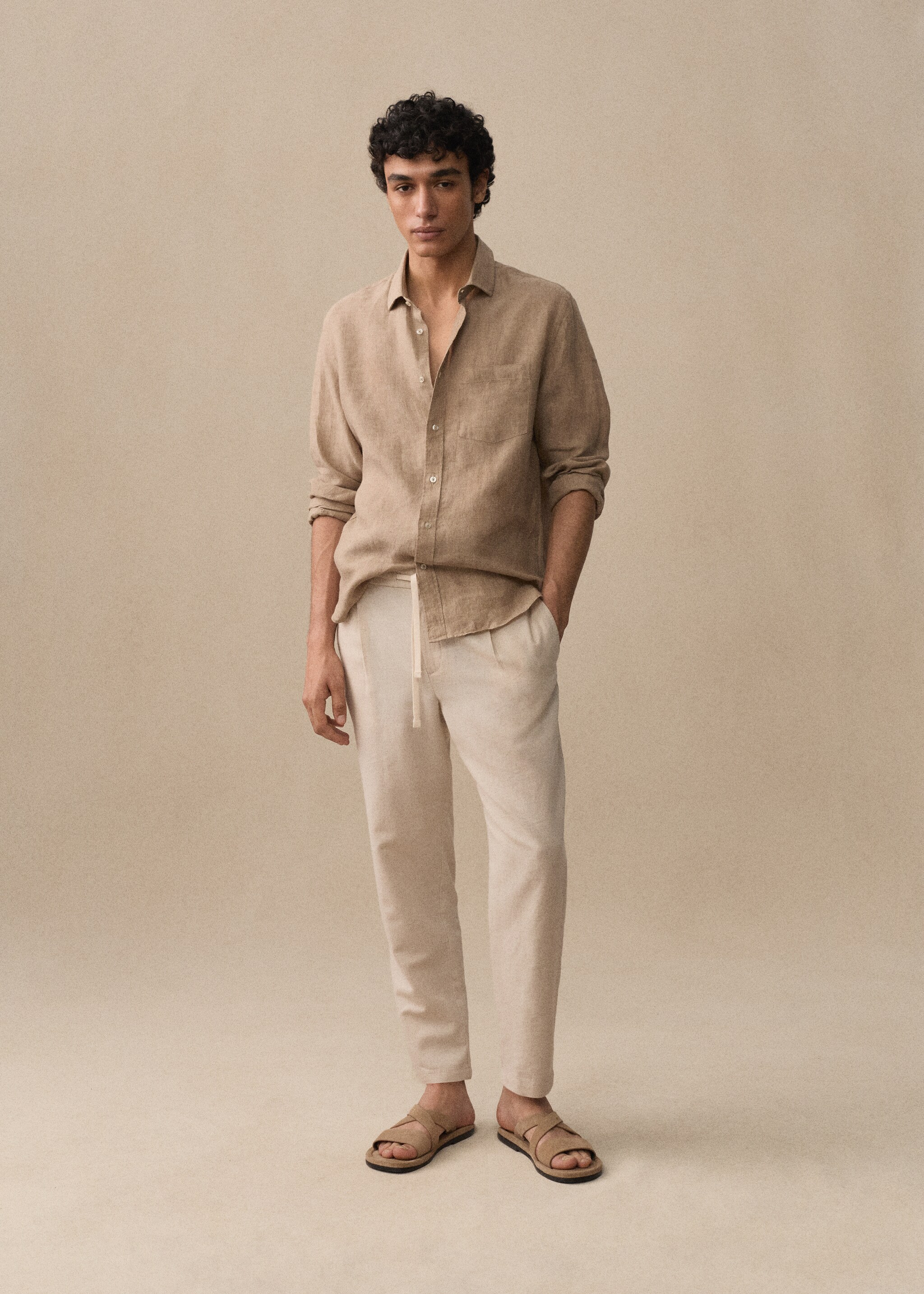 Classic fit 100% linen shirt - Details of the article 5