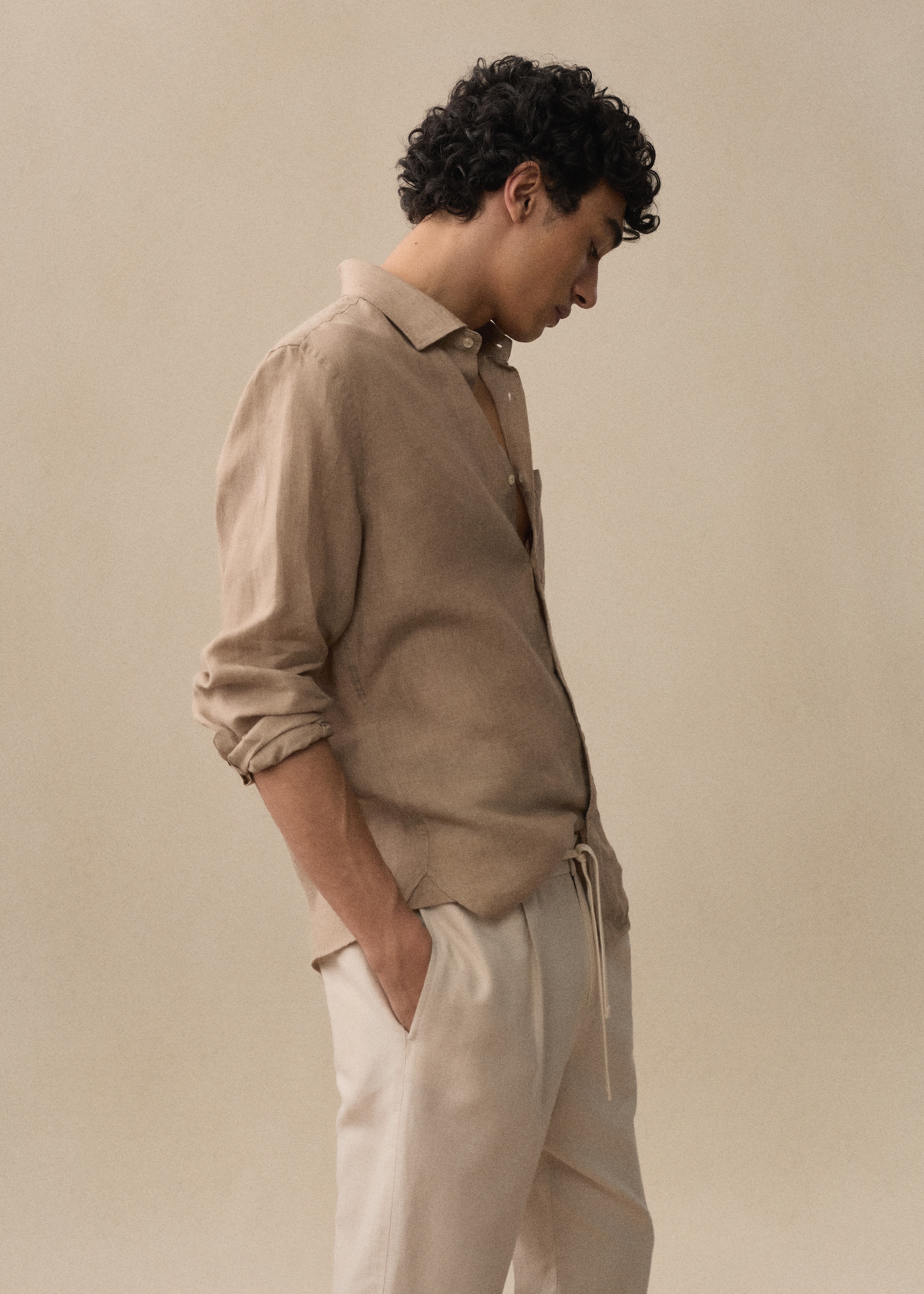 Classic fit 100% linen shirt - Details of the article 6