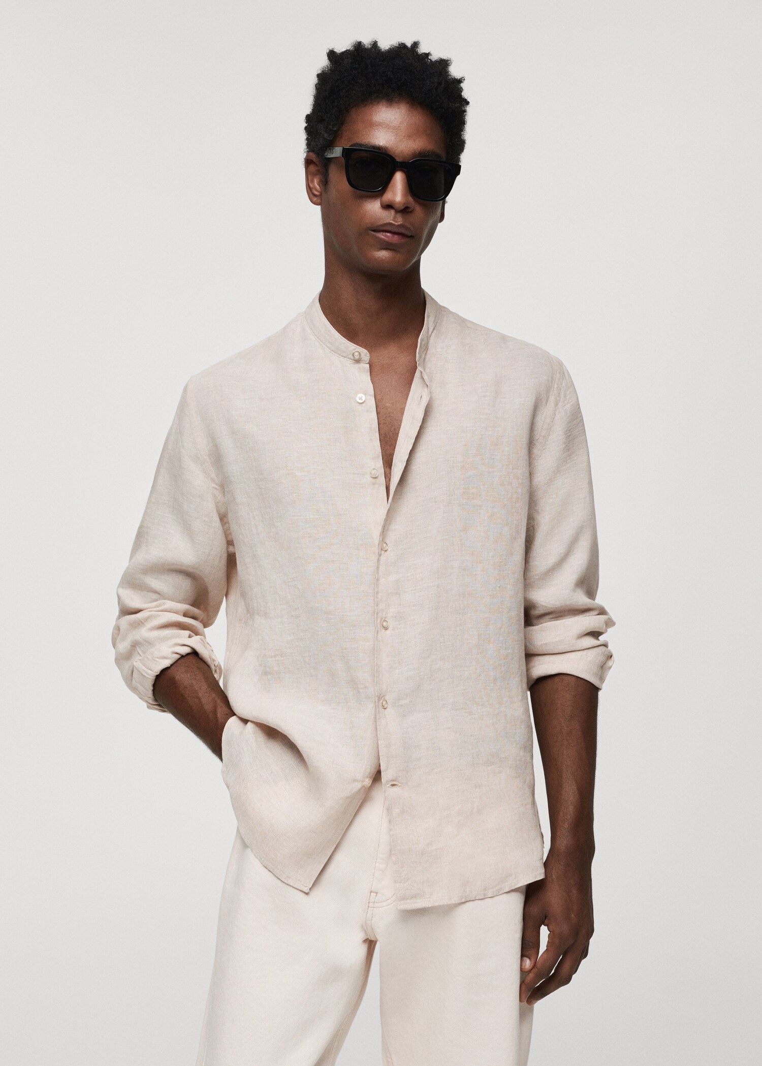 100% linen Mao collar shirt - Medium plane
