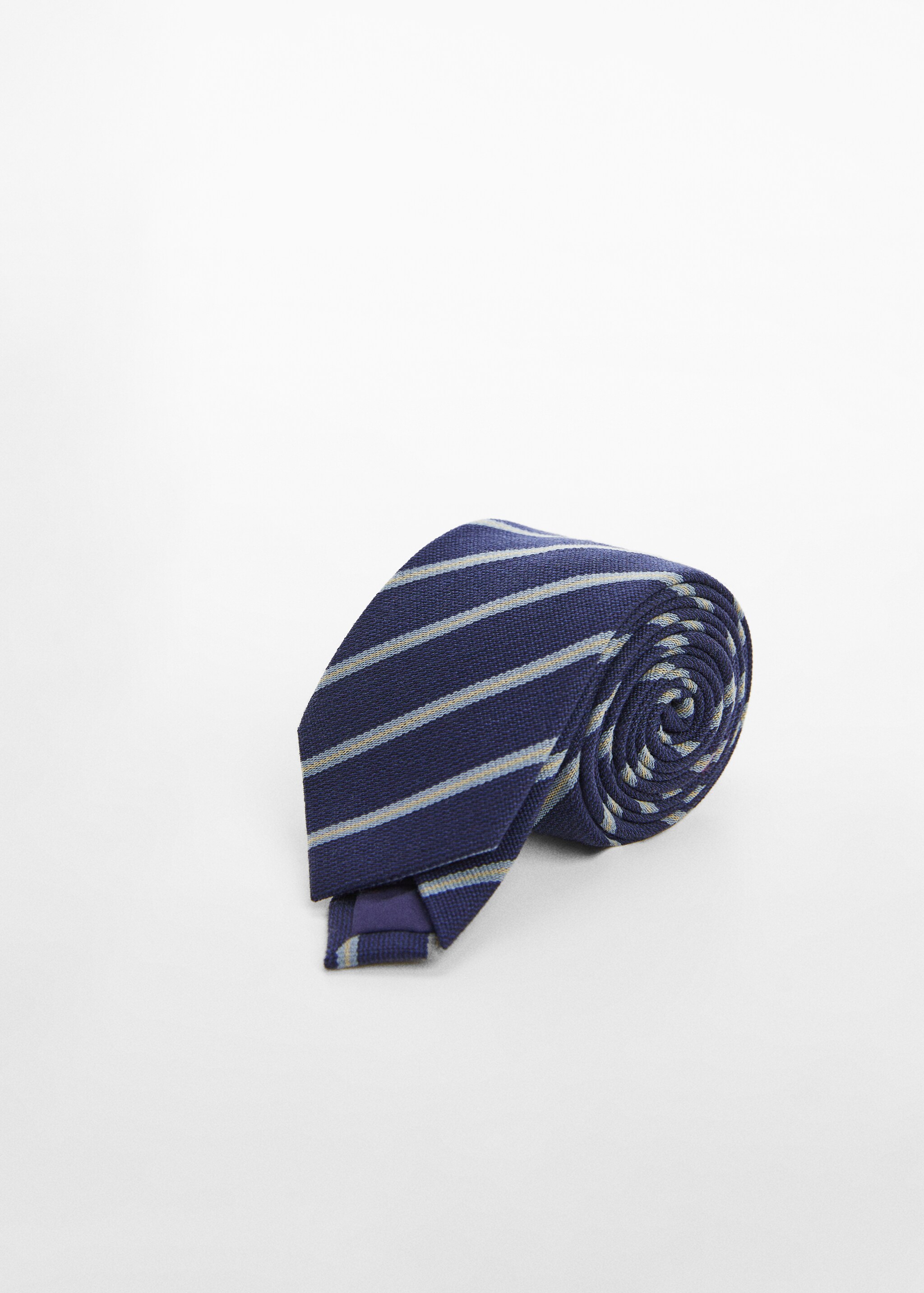 Striped wool blend tie - Medium plane